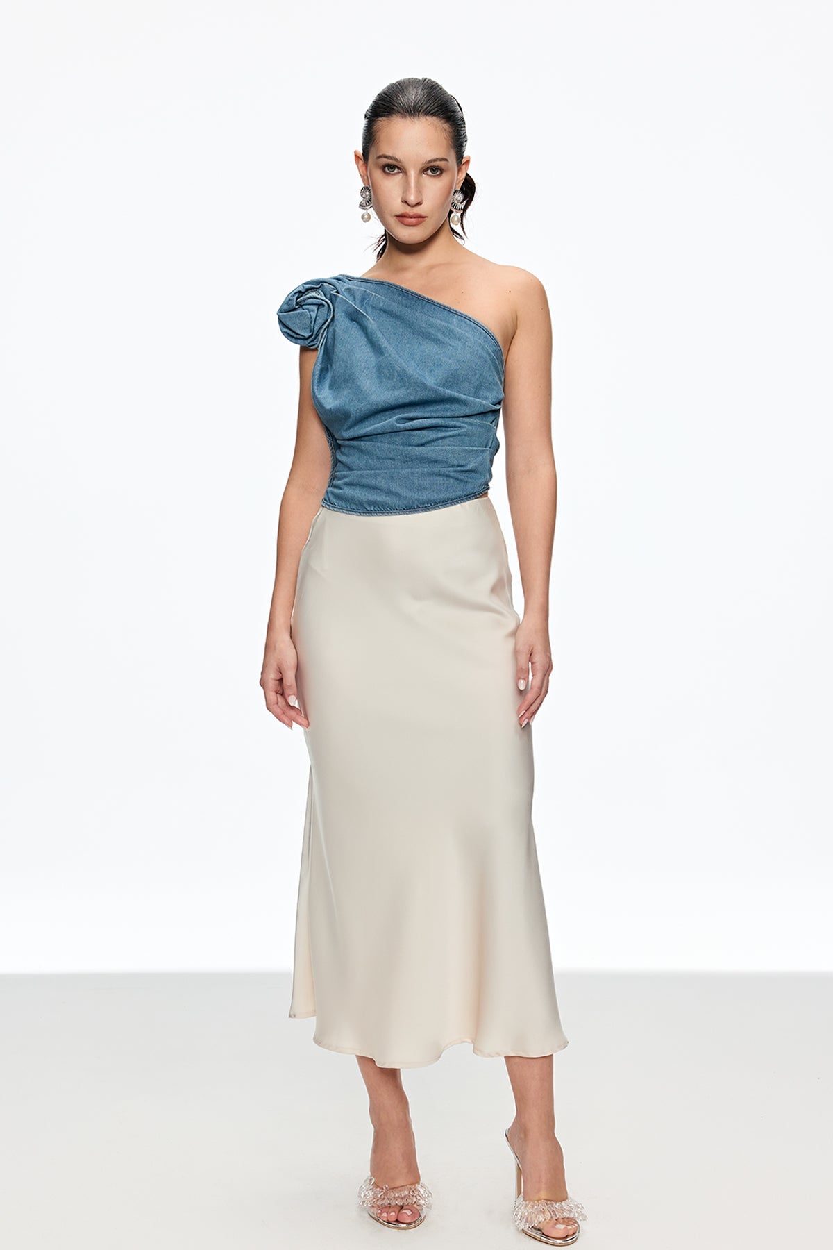 Caesonia One Shouder Flower Top