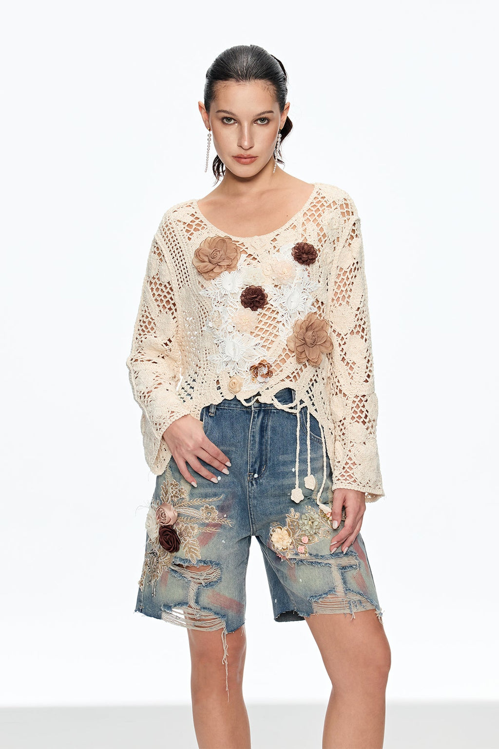 Caileigh Flower Cutout Knit Top