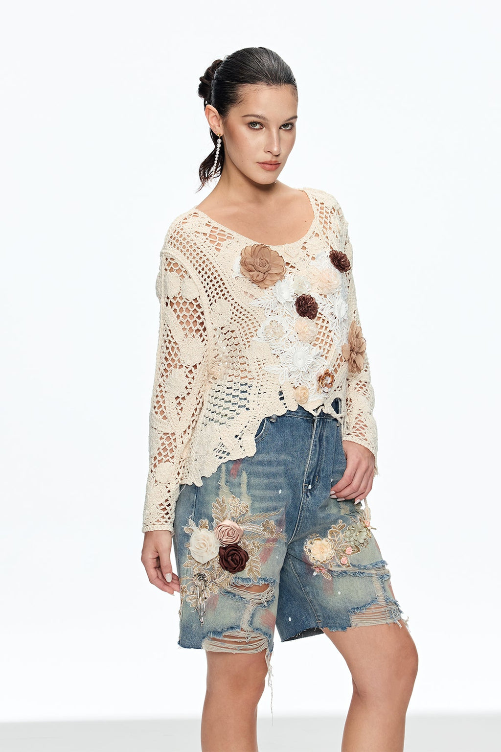 Caileigh Flower Cutout Knit Top