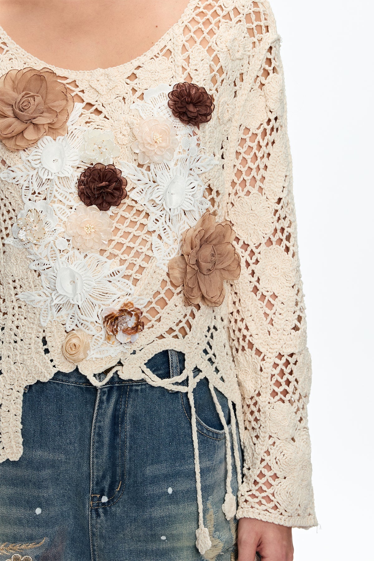 Caileigh Flower Cutout Knit Top