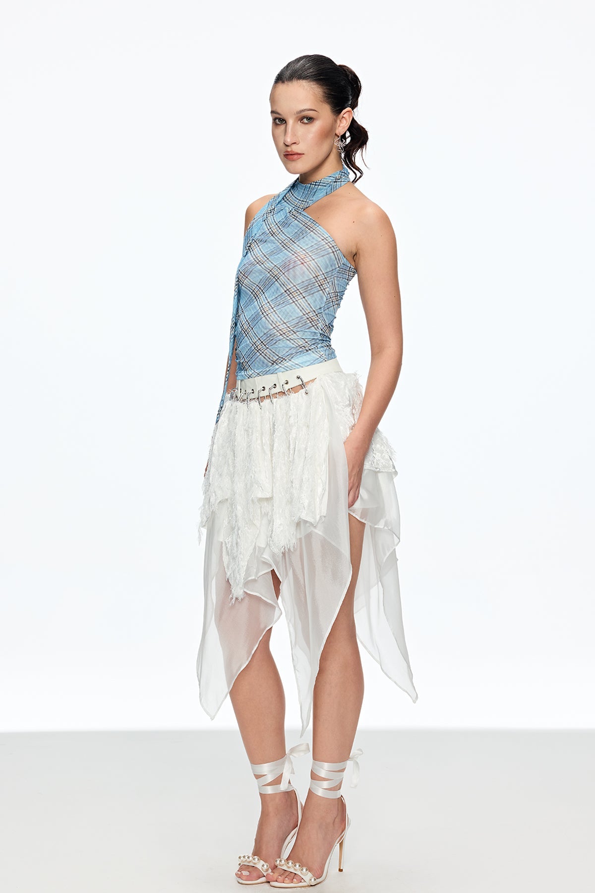 Cainnech Grid Halter Neck Top