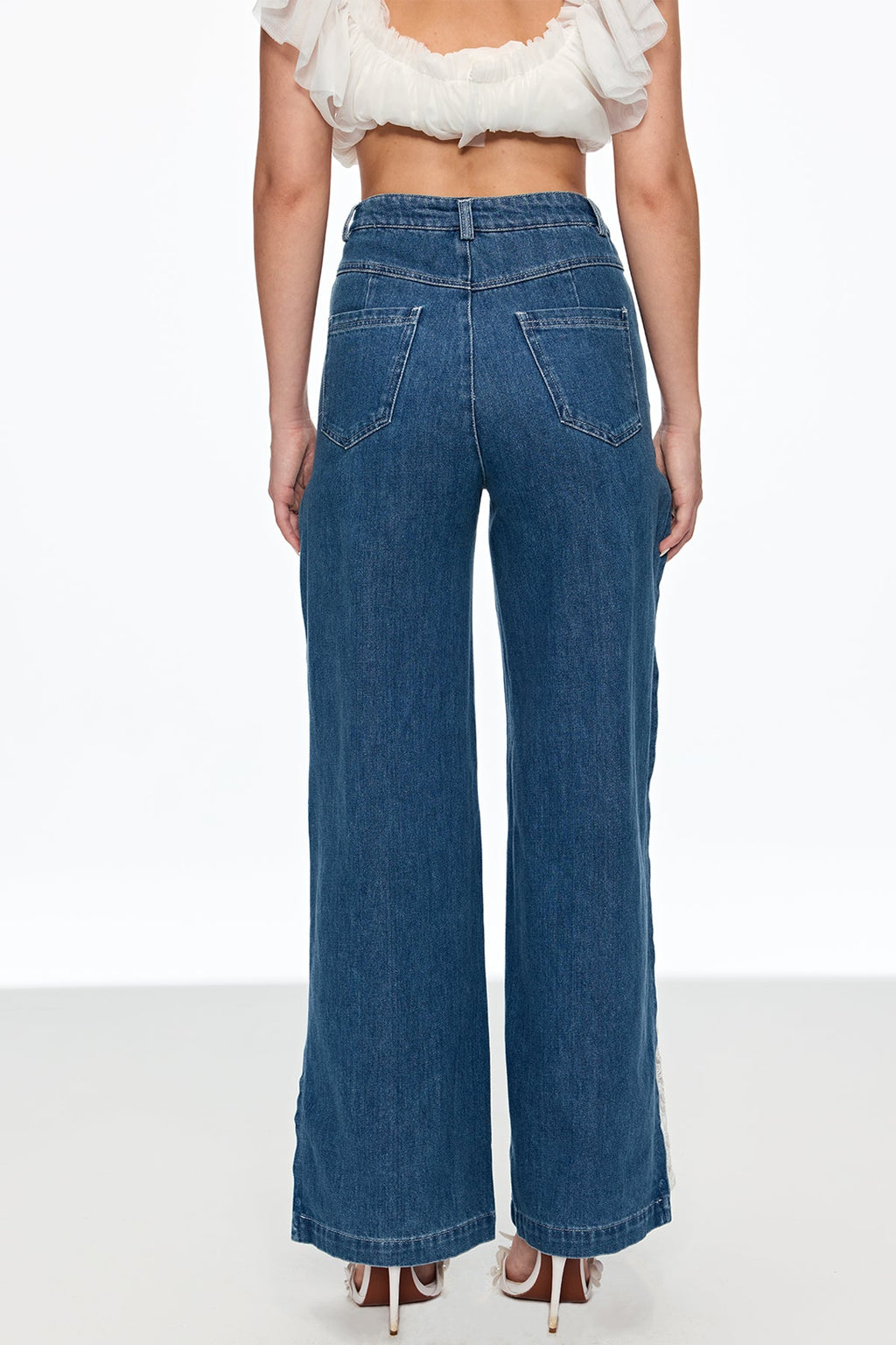 Caitlyn Lace Pearl Split Jeans
