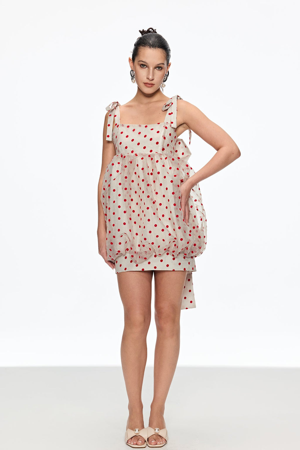 Caja Dot Grid Bow Mini Dress