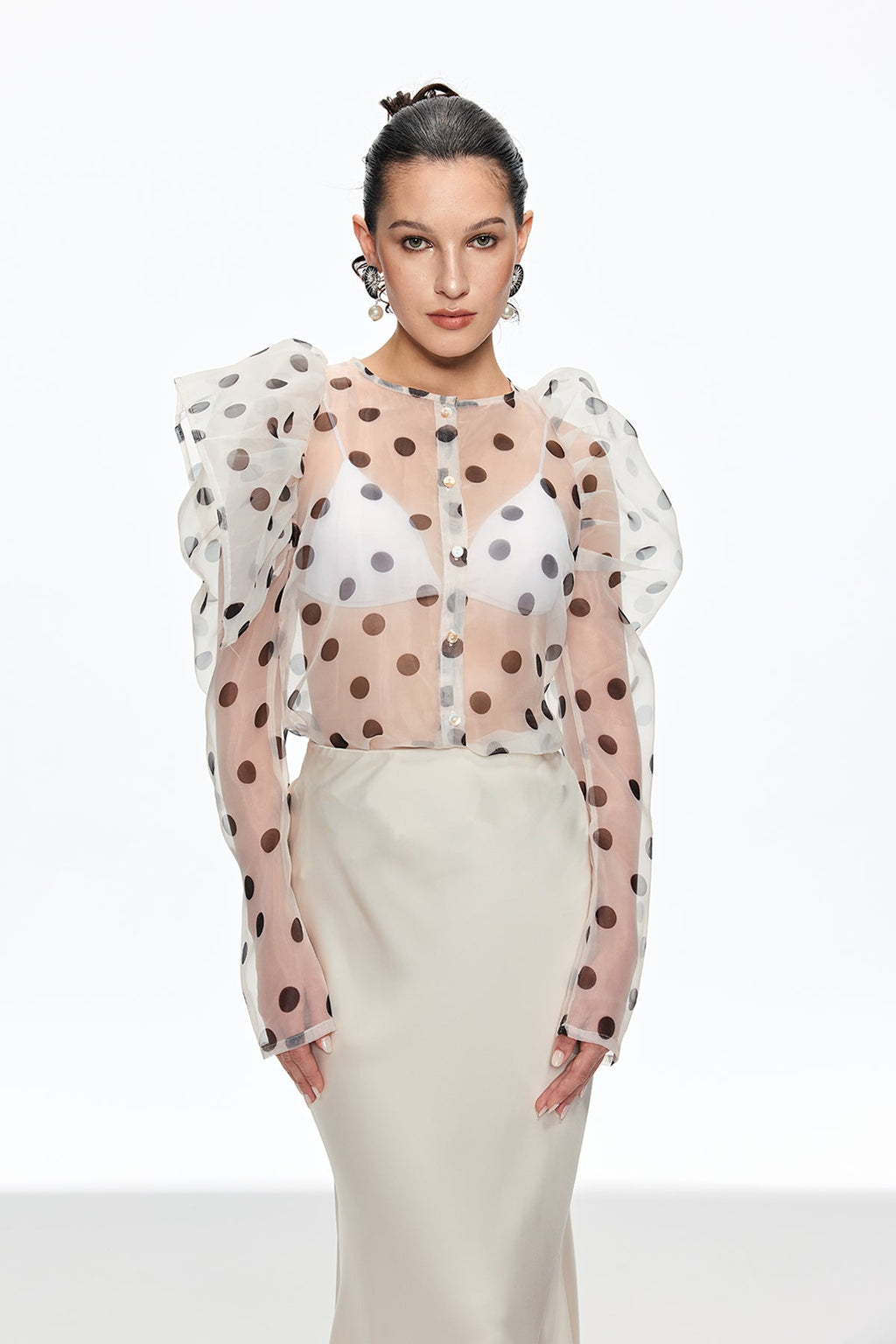 Calisto Dot Balloon Sleeve Top