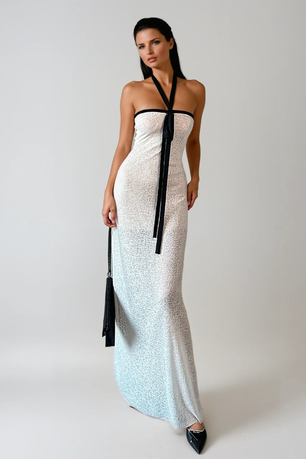 Calogerus Halter Neck Knit Maxi Dress