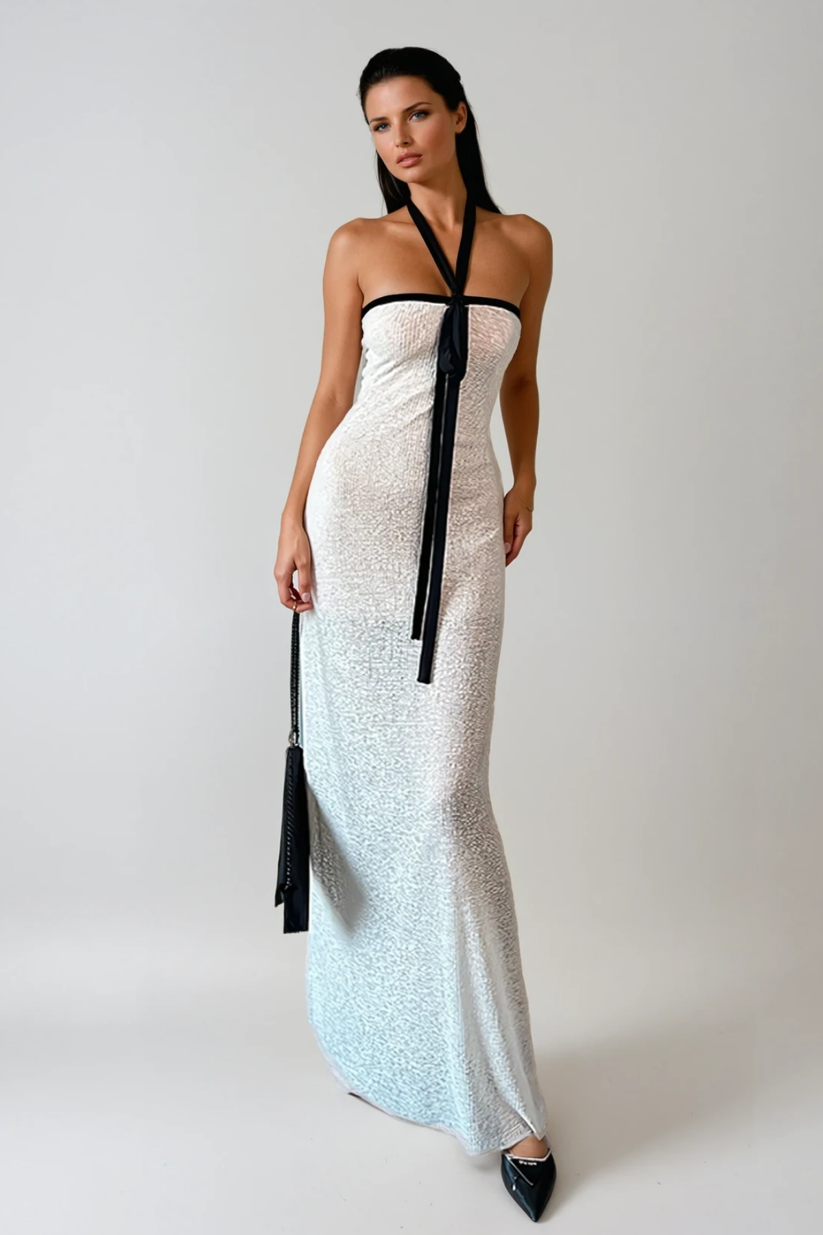 Calogerus Halter Neck Knit Maxi Dress