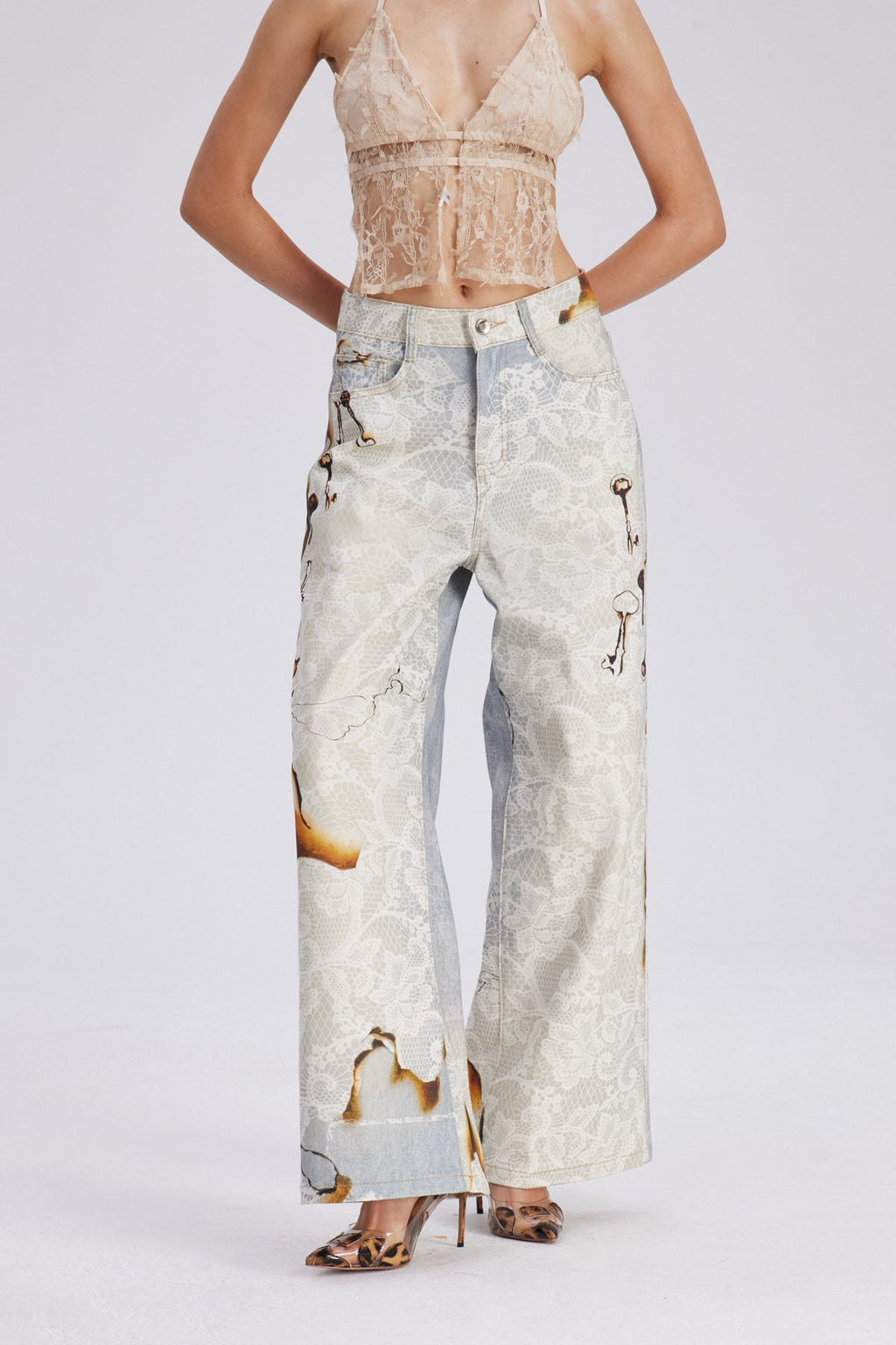 Calpurnius Lace Wide Leg Jeans