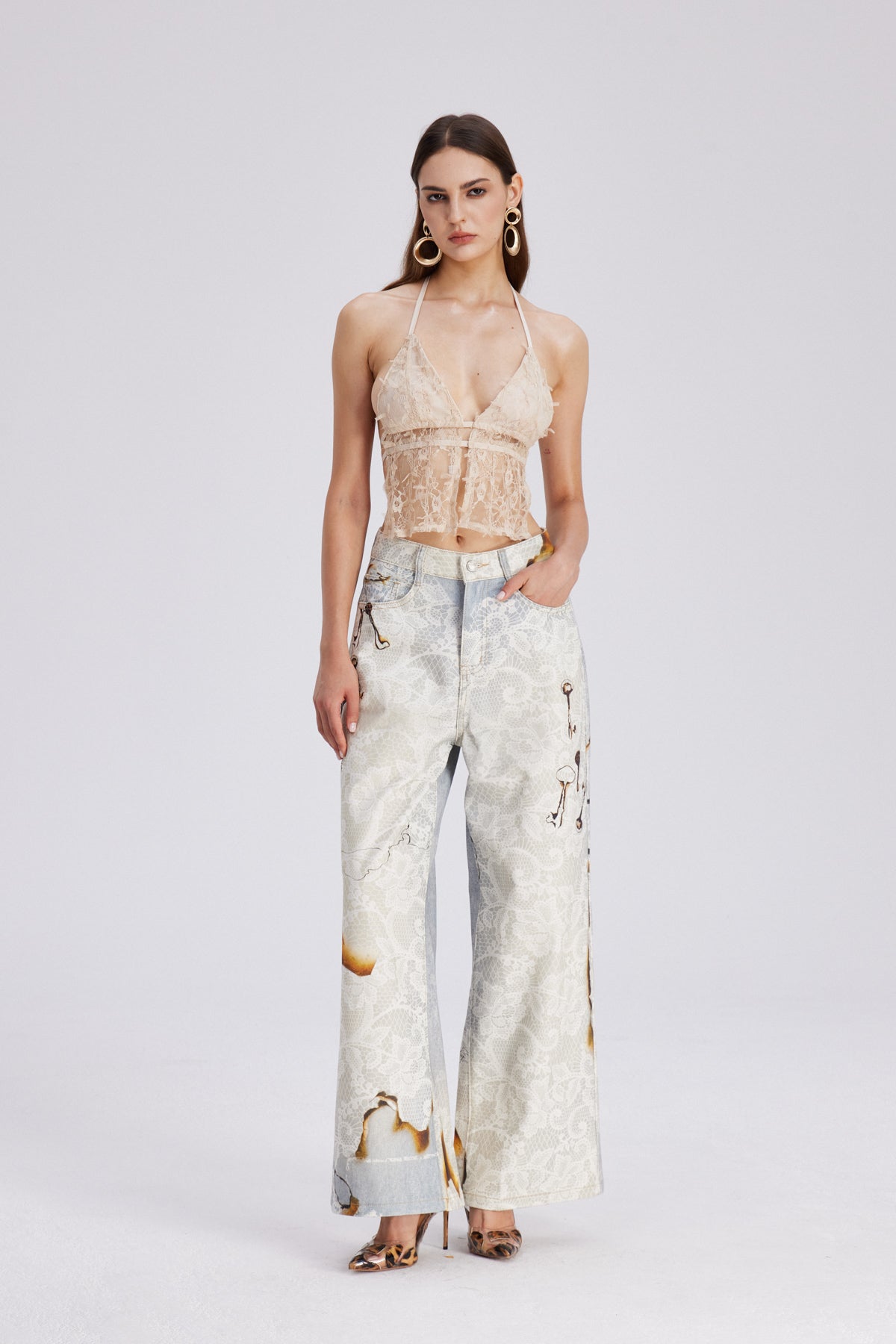 Calpurnius Lace Wide Leg Jeans