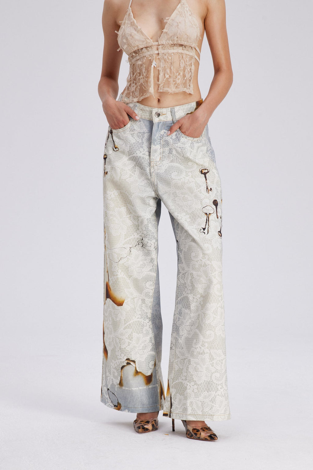 Calpurnius Lace Wide Leg Jeans
