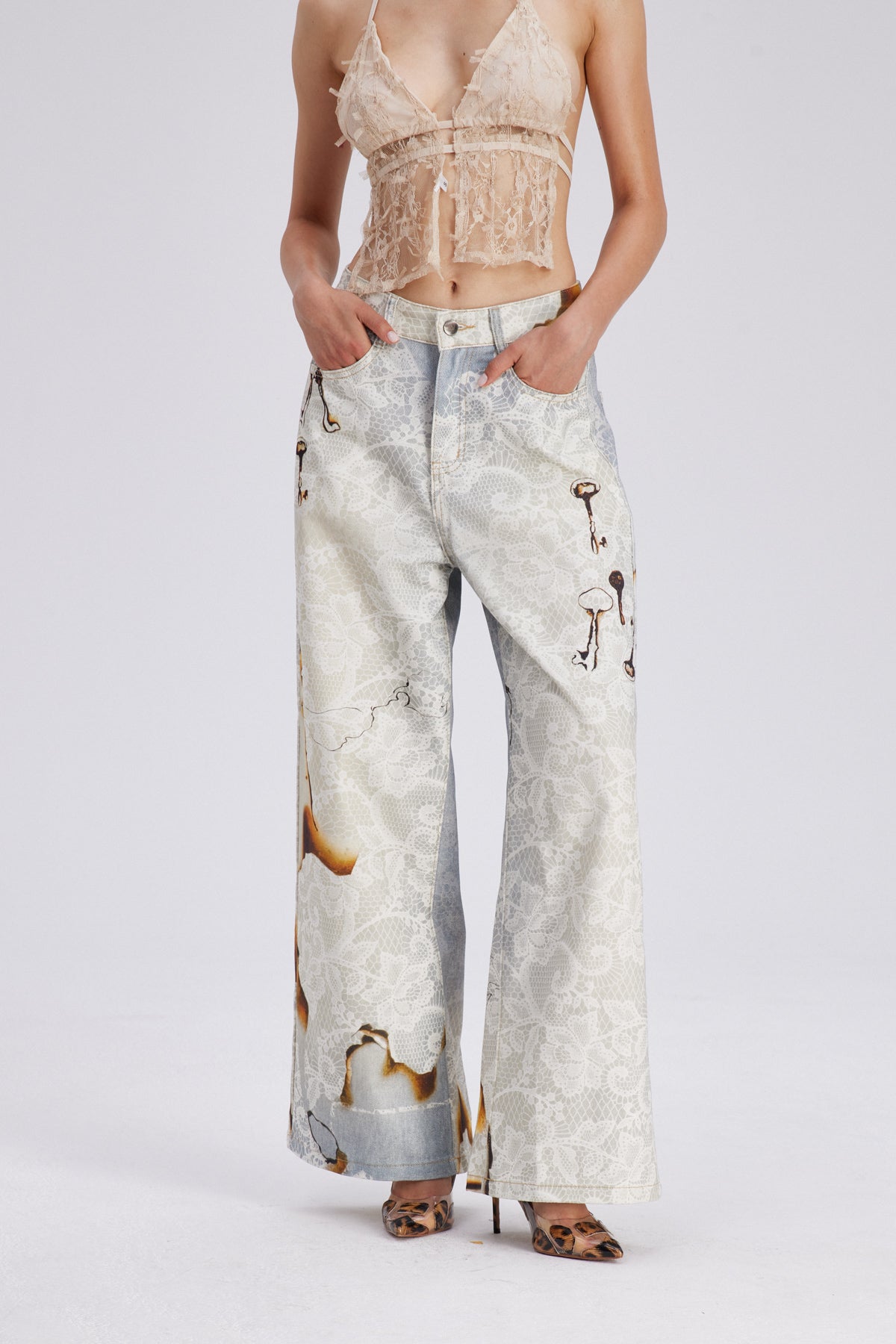 Calpurnius Lace Wide Leg Jeans
