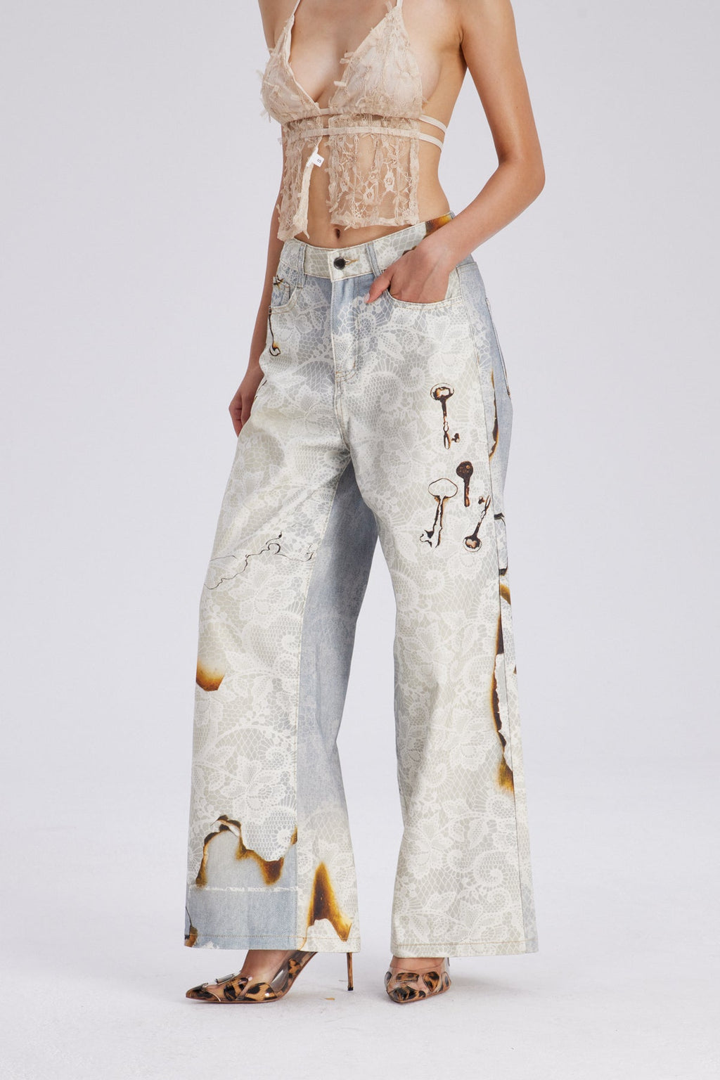 Calpurnius Lace Wide Leg Jeans