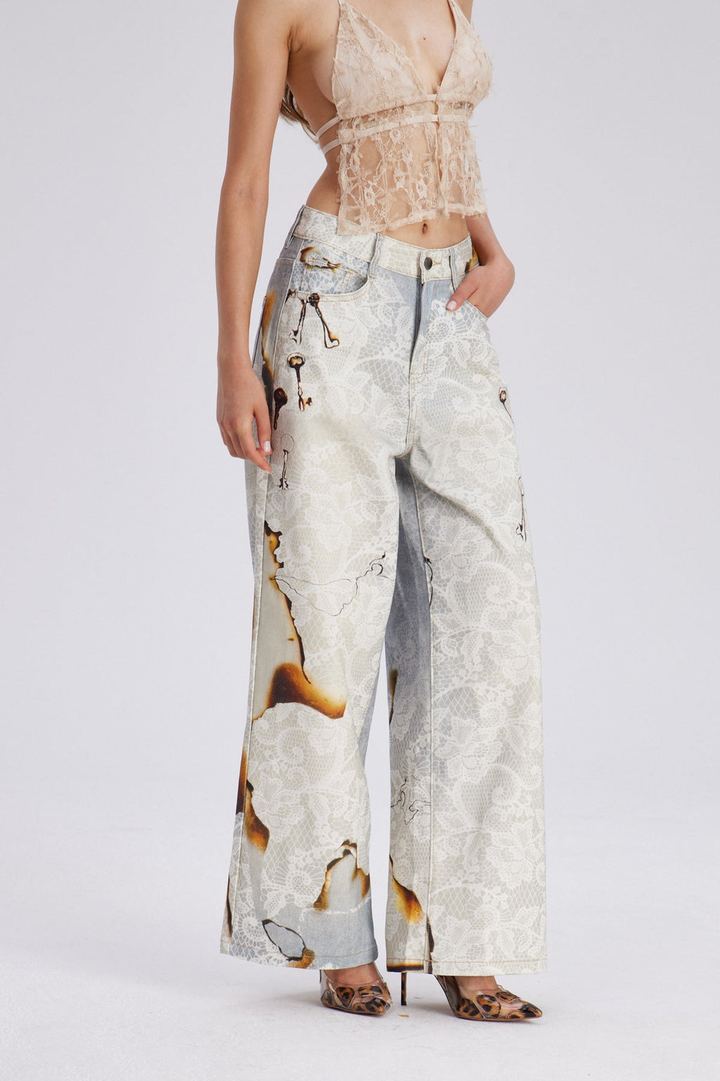 Calpurnius Lace Wide Leg Jeans