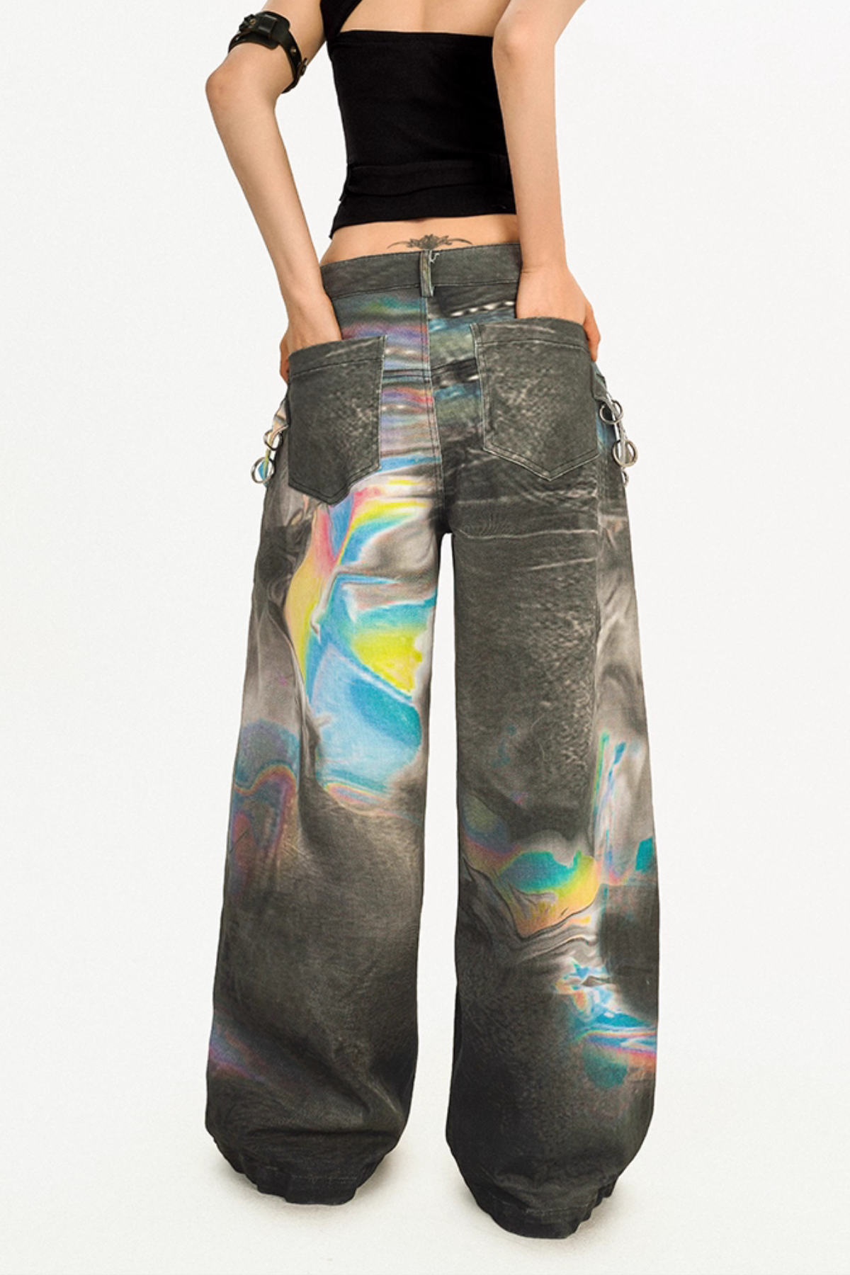 Calvin Laser Print Wide Leg Jeans