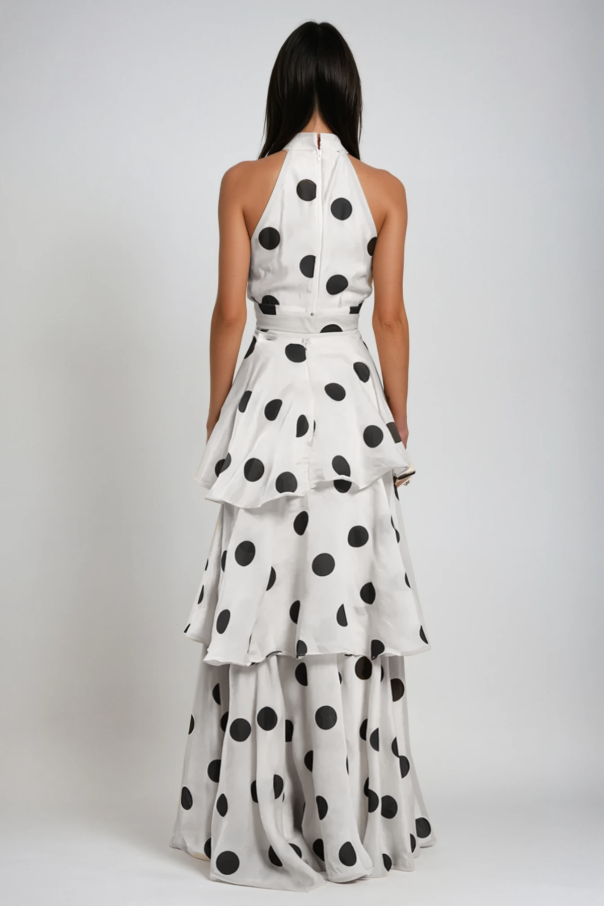 Camal Dot Ruffle Skirt Set