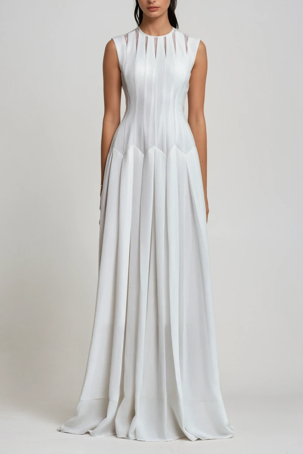 Cambria Ruch Ruffle Sleeveless Maxi Dress