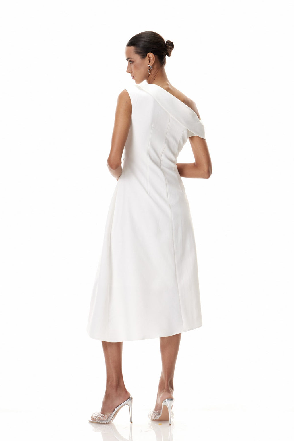 Cambyses One Shouder Ruch Midi Dress