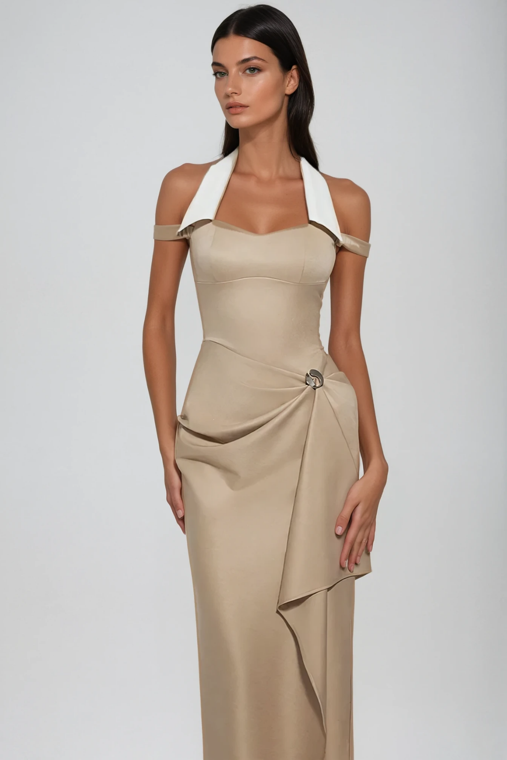 Camden Halter Neck Asymmetric Midi Dress