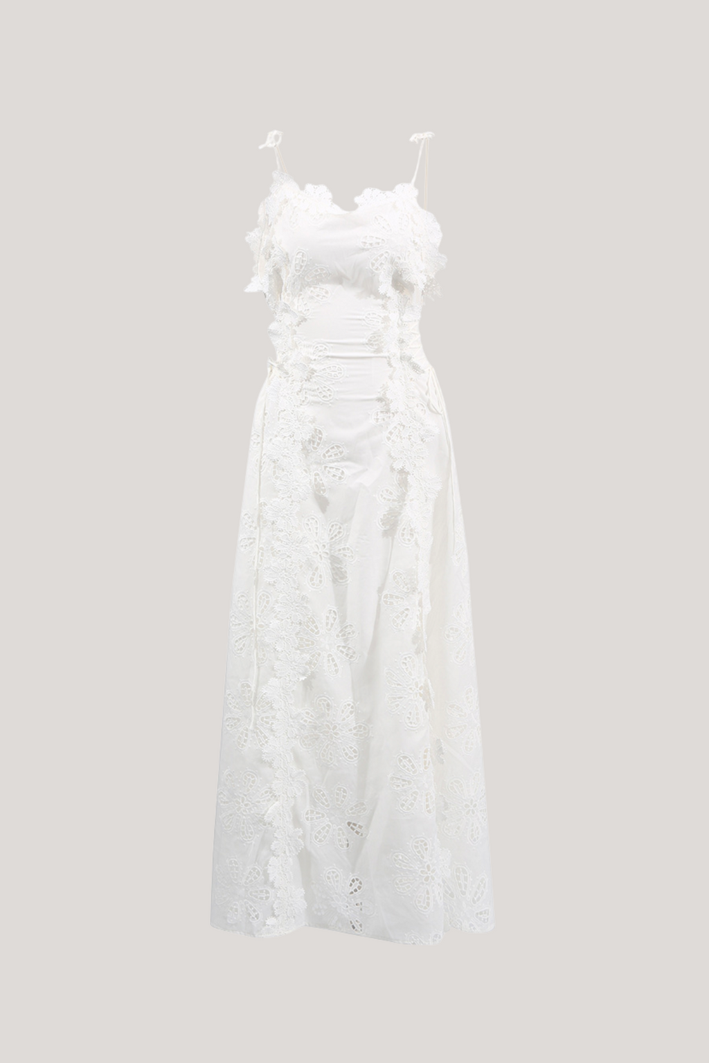 Camellia Spaghetti Embroidered Maxi Dress