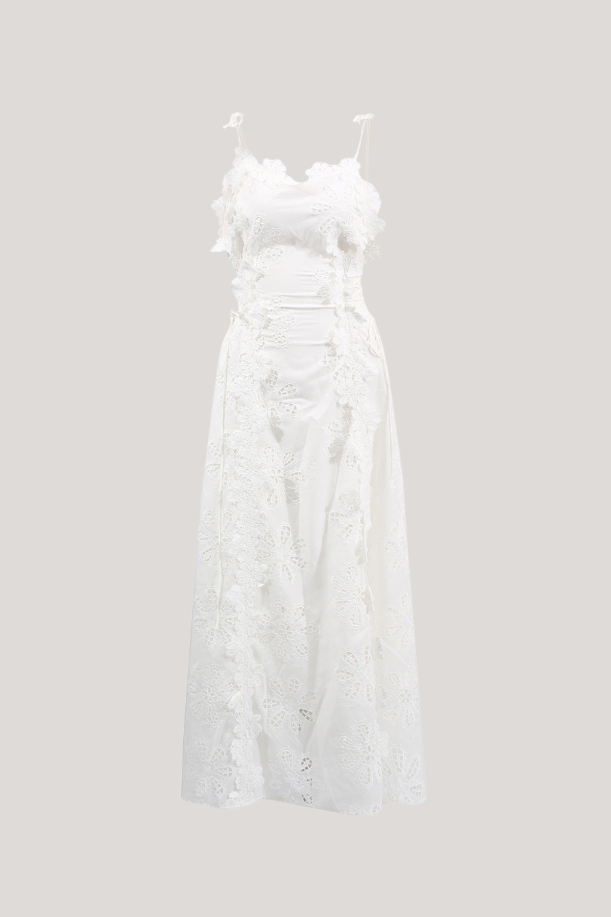 Camellia Spaghetti Embroidered Maxi Dress