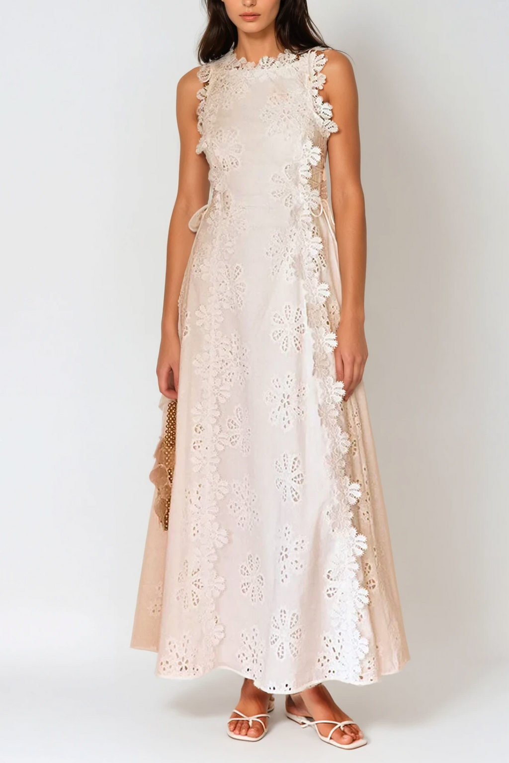 Camellia Spaghetti Embroidered Maxi Dress