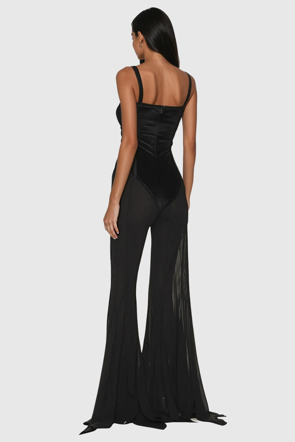 Camron Cutout Split Mesh Jumpsuit