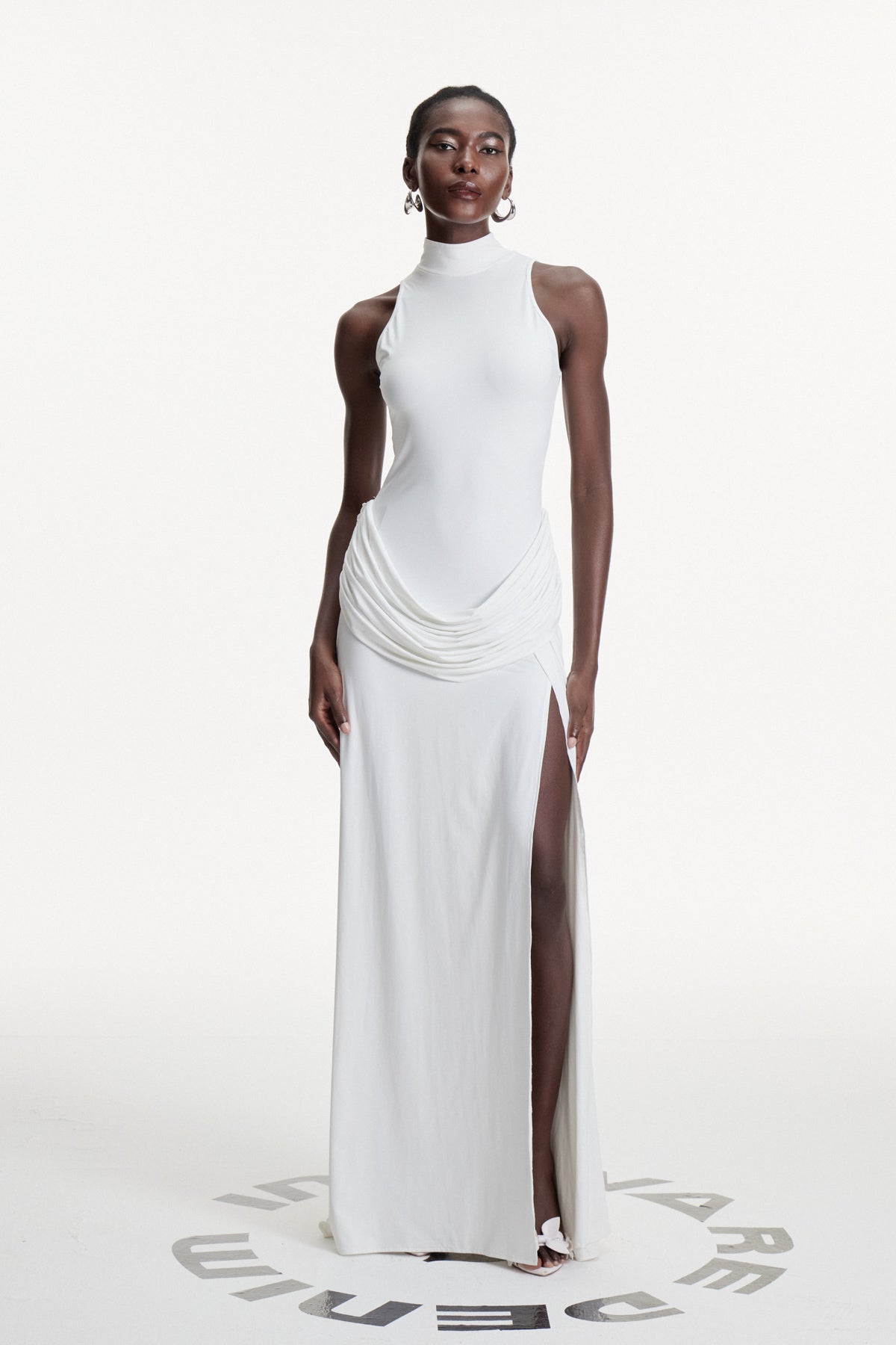 Canaan Ruch Sleeveless Split Maxi Dress In White