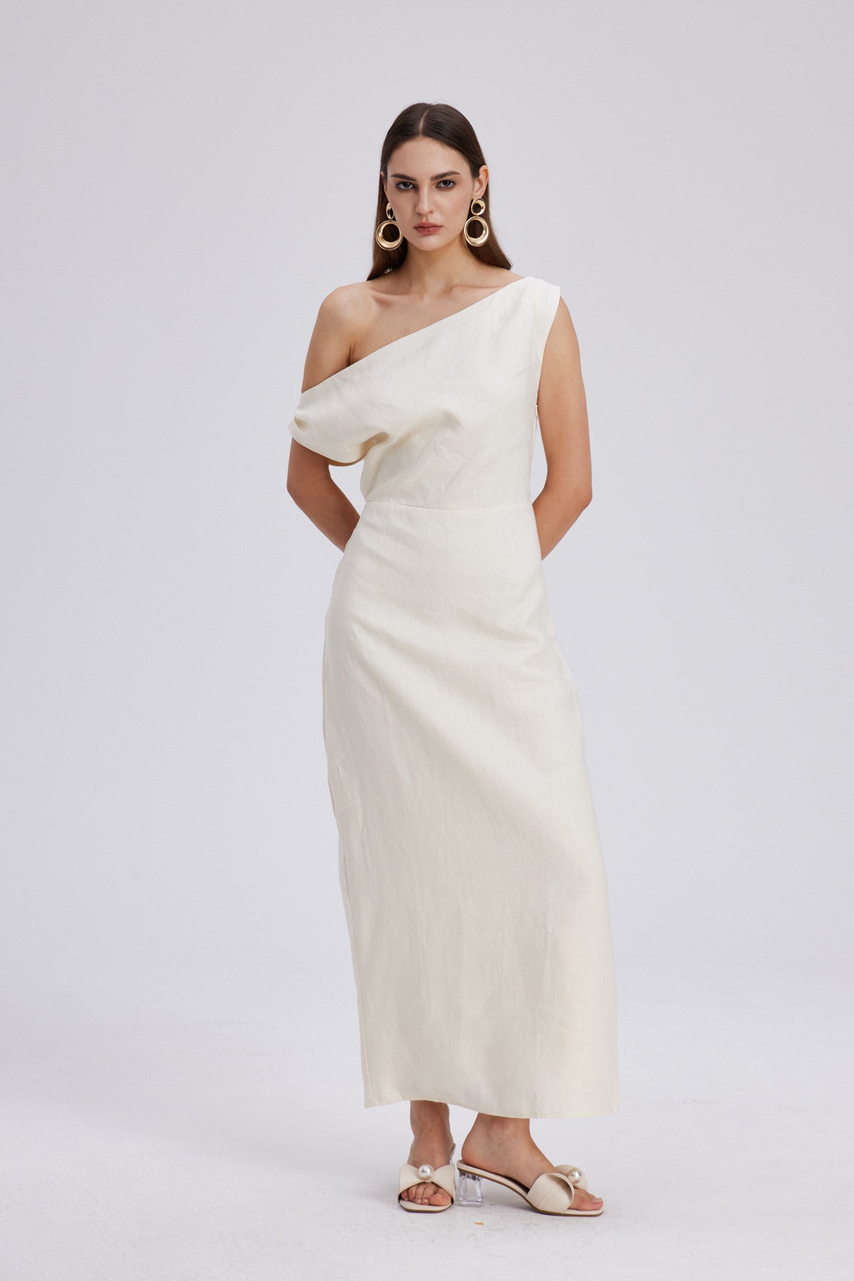 Candela One Shoulder Ruch Maxi Dress