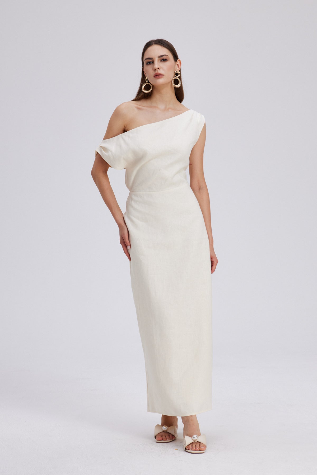 Candela One Shoulder Ruch Maxi Dress