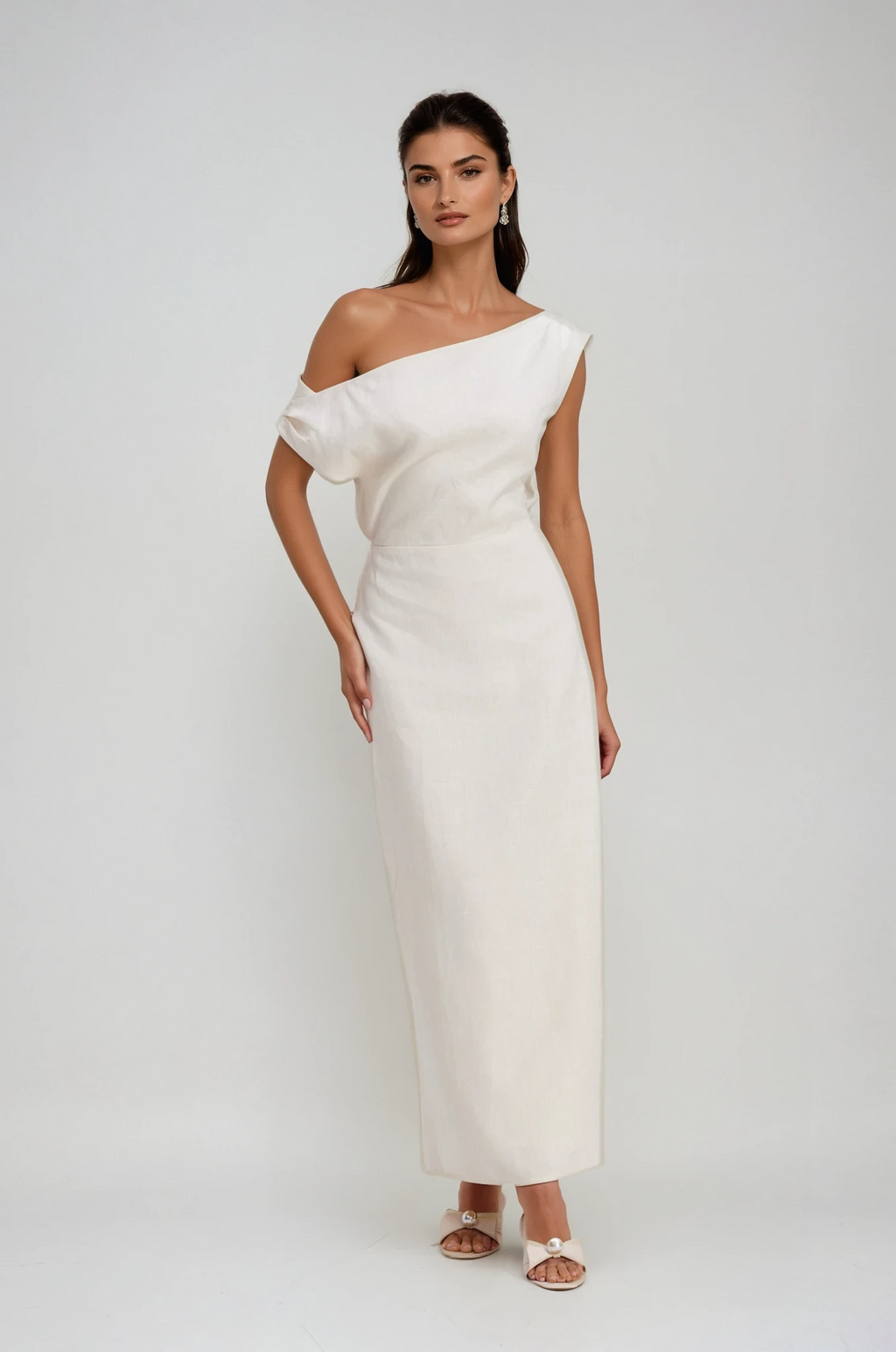 Candela One Shoulder Ruch Maxi Dress
