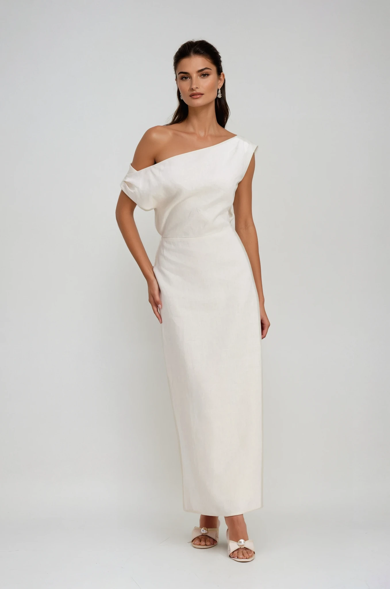 Candela One Shoulder Ruch Maxi Dress