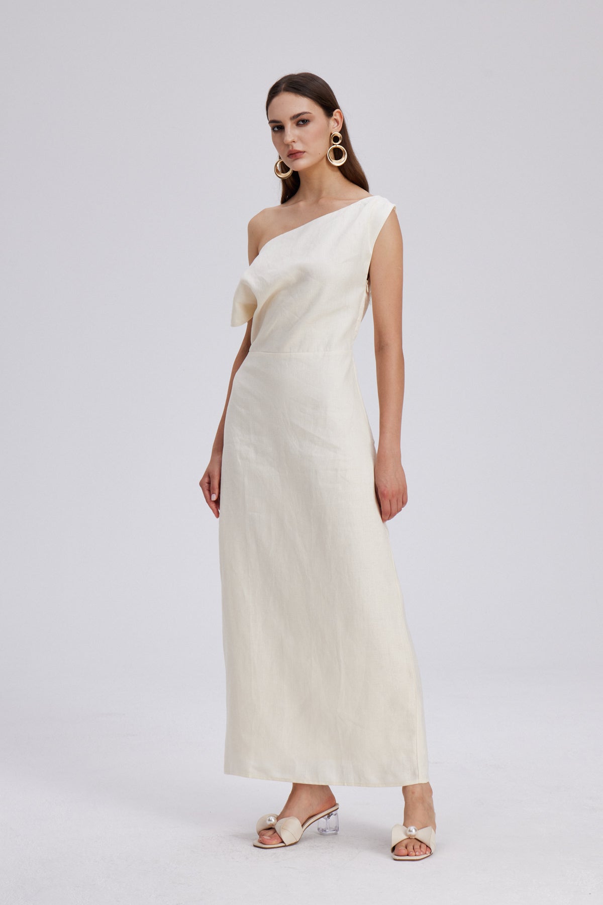 Candela One Shoulder Ruch Maxi Dress