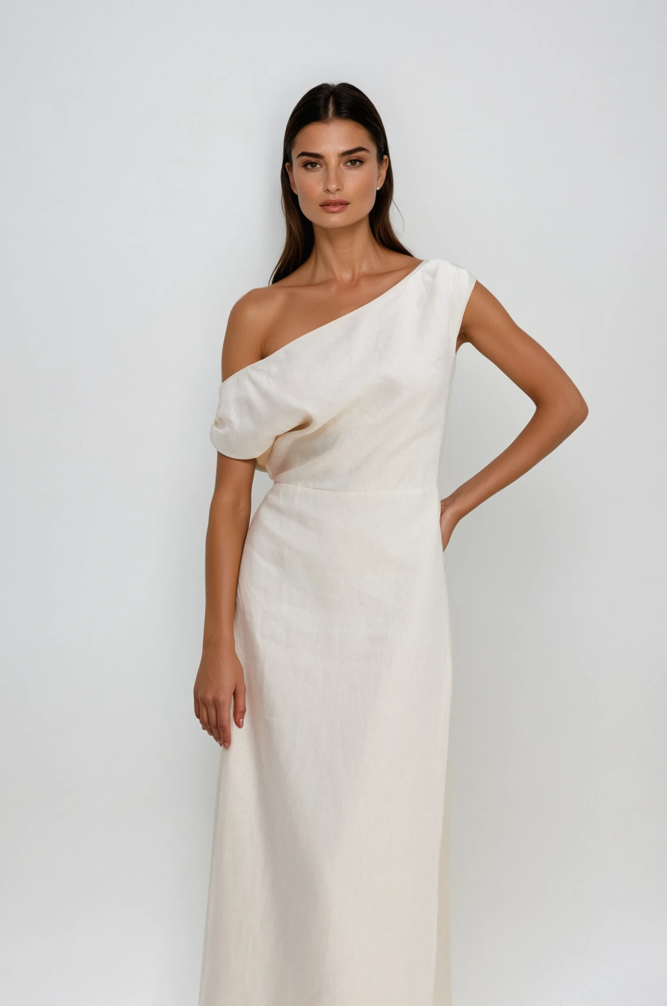 Candela One Shoulder Ruch Maxi Dress