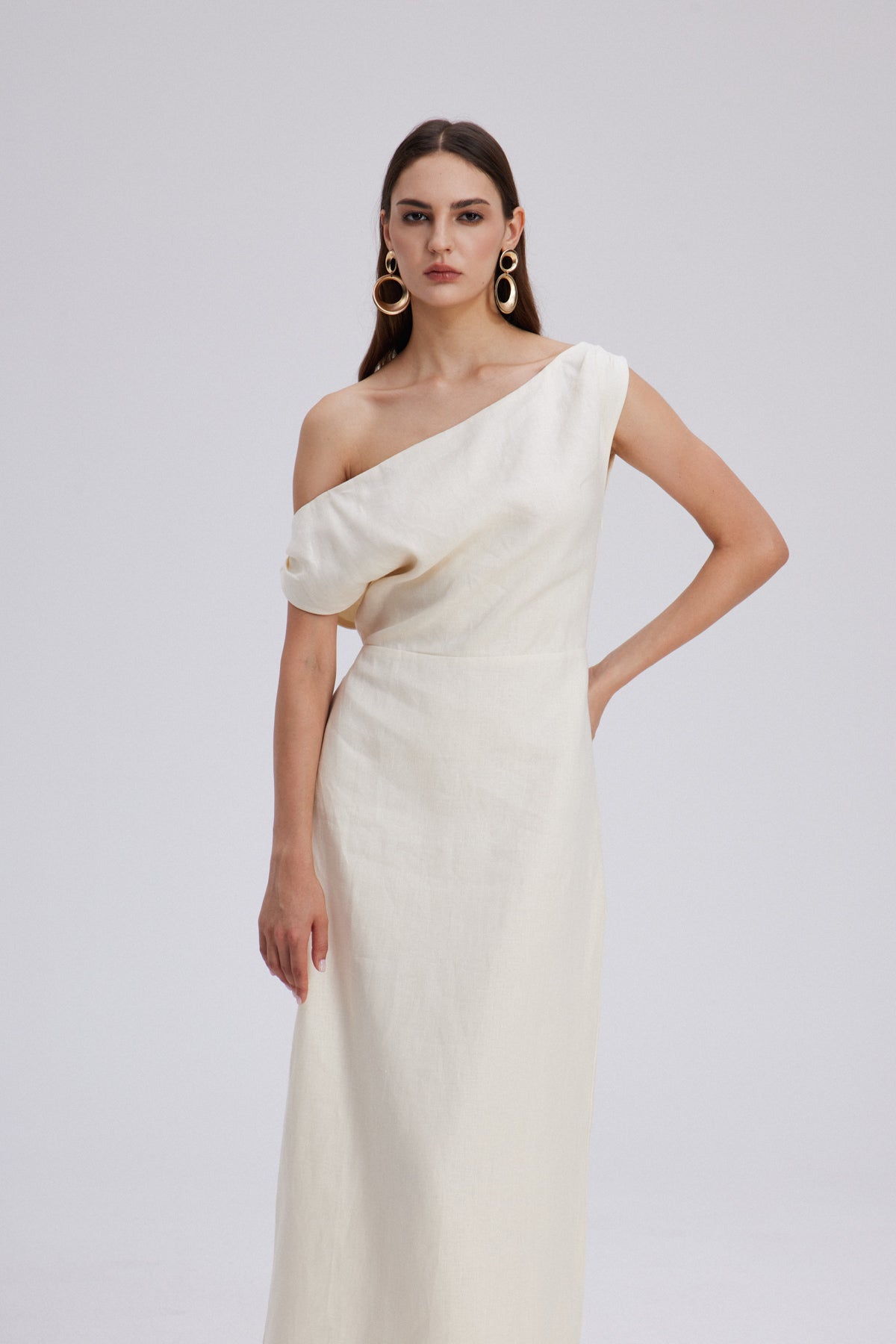 Candela One Shoulder Ruch Maxi Dress