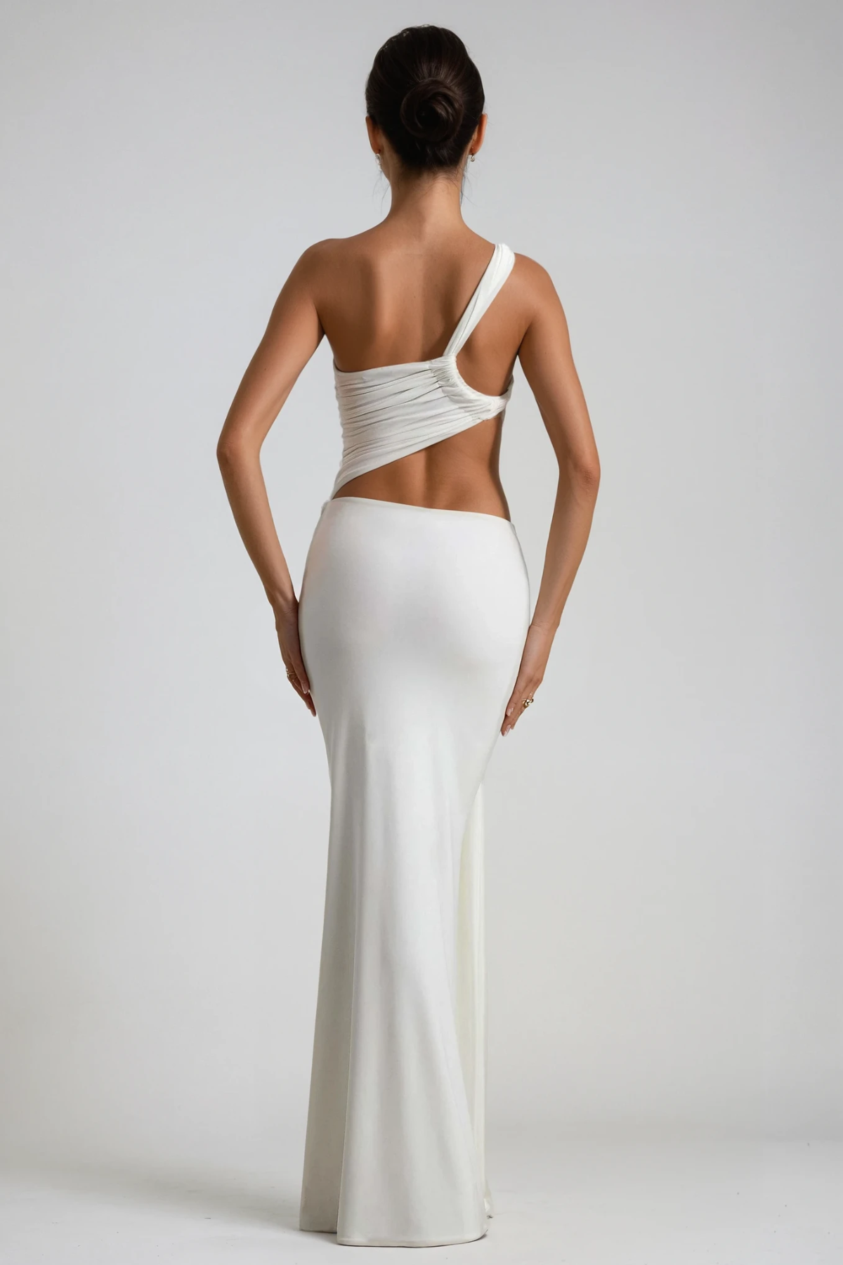 Candy Cutout Asymmetric Ruch Maxi Dress