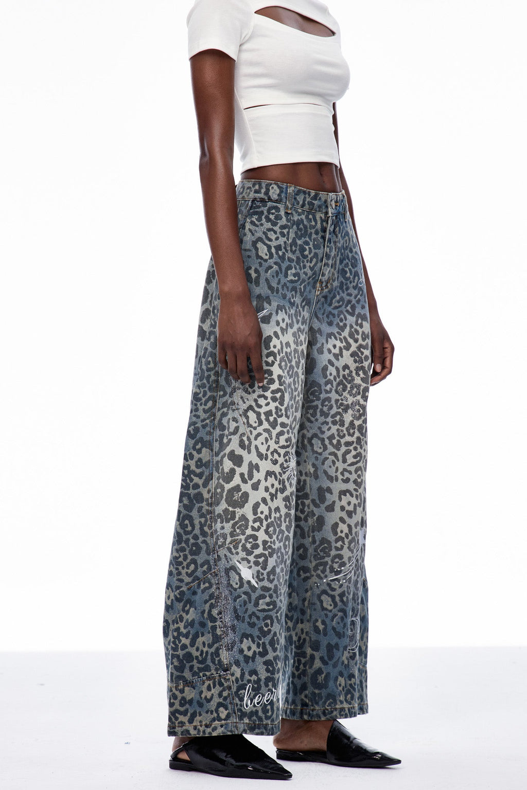 Cansu Leopard Baggy Jeans
