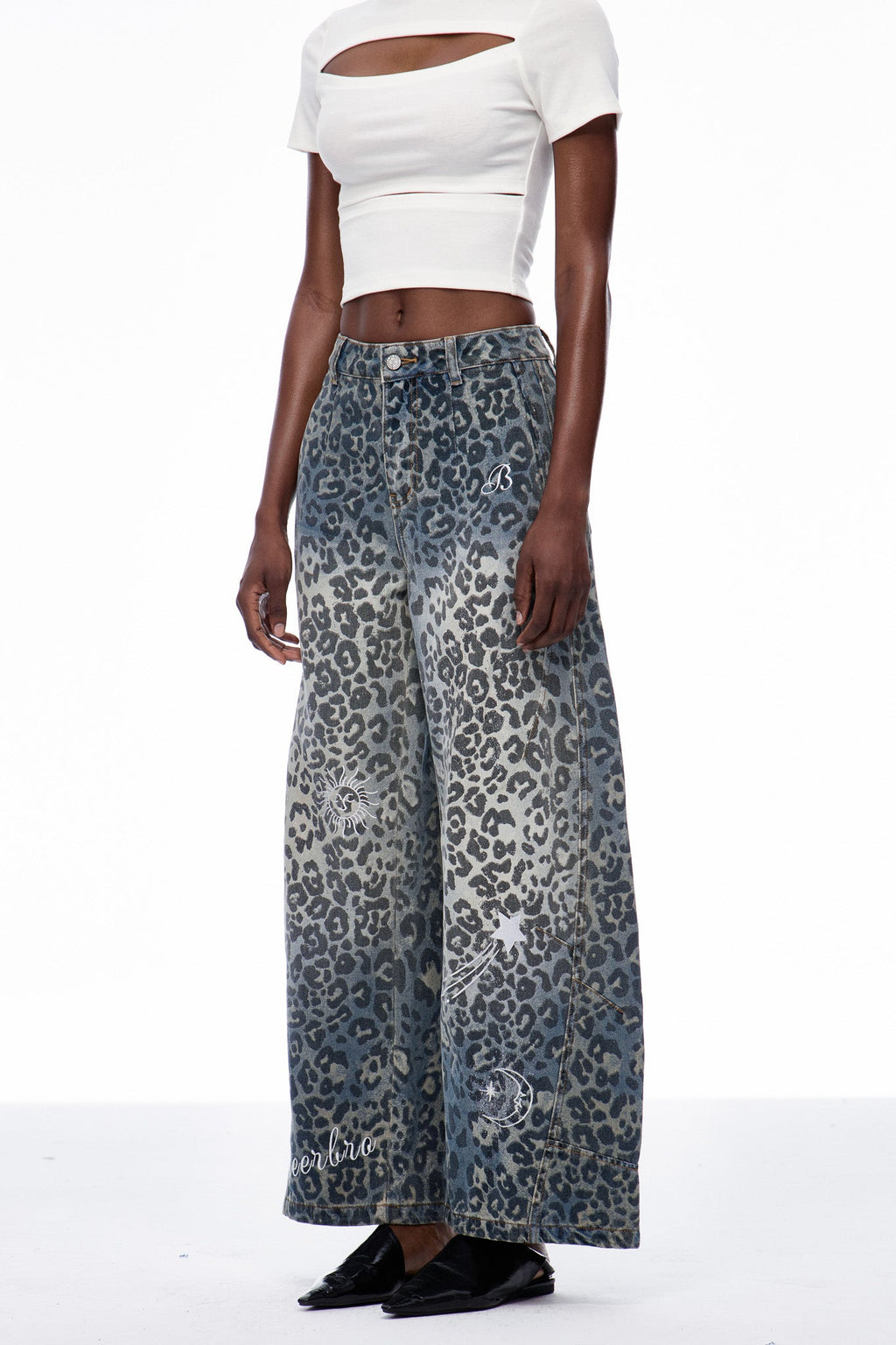 Cansu Leopard Baggy Jeans