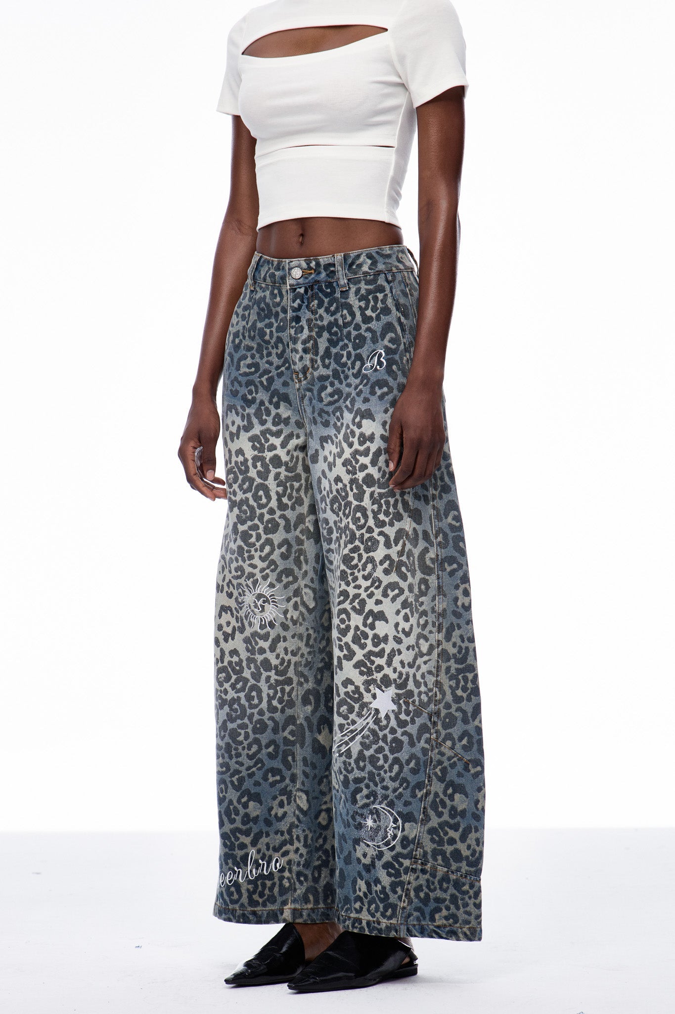 Cansu Leopard Baggy Jeans