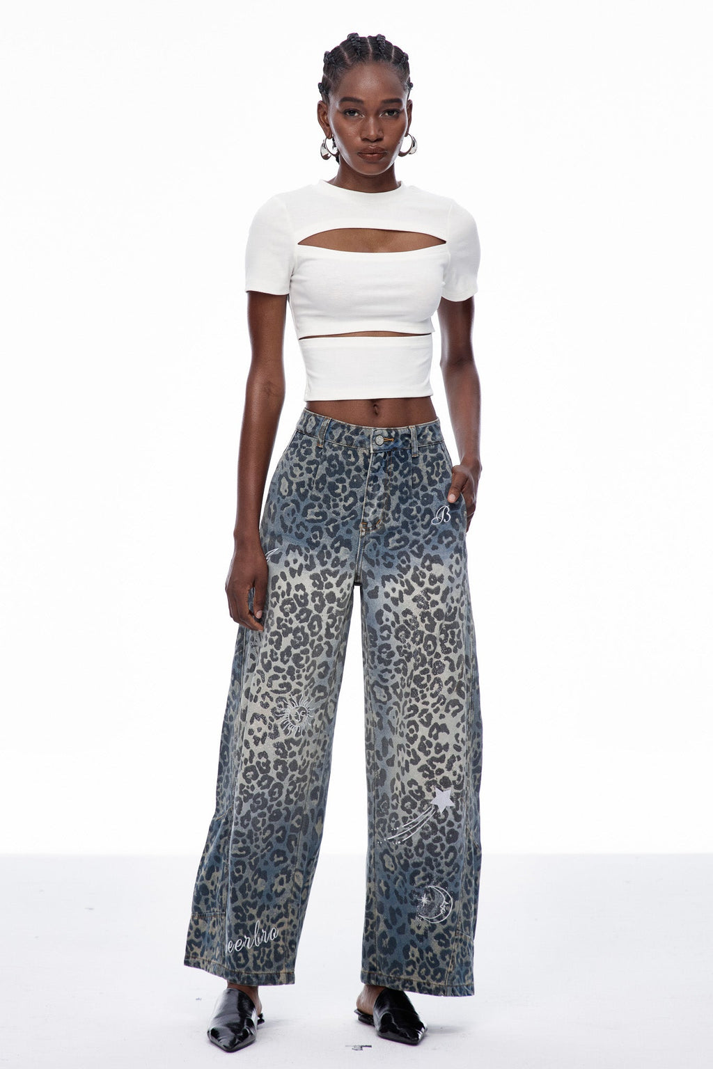 Cansu Leopard Baggy Jeans