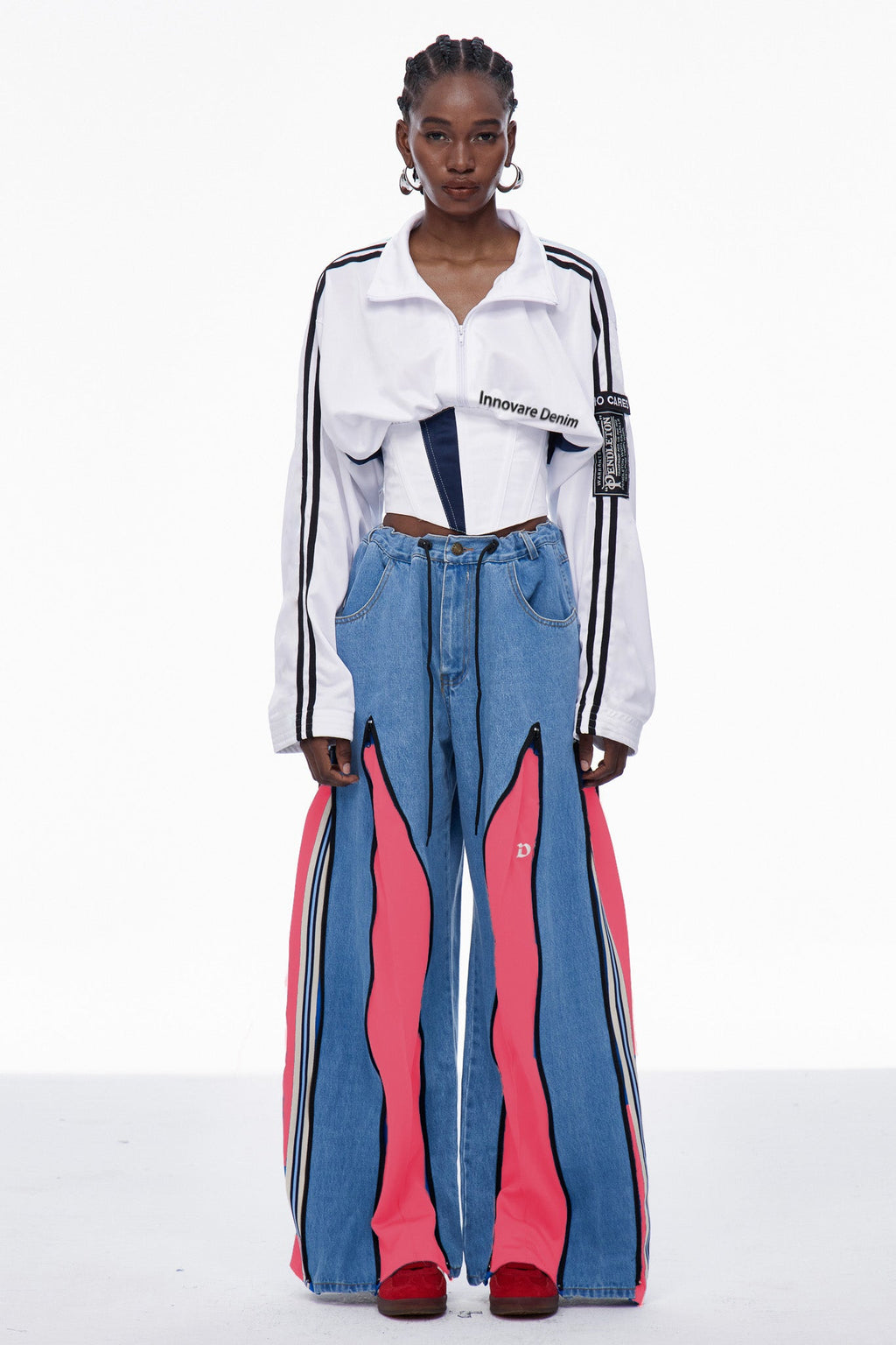 Edelmira Deconstruct Wide Leg Jeans In Pink