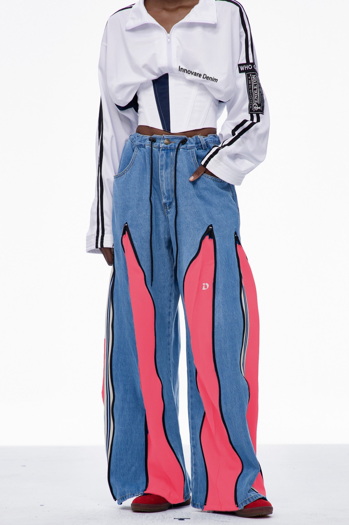 Edelmira Deconstruct Wide Leg Jeans In Pink