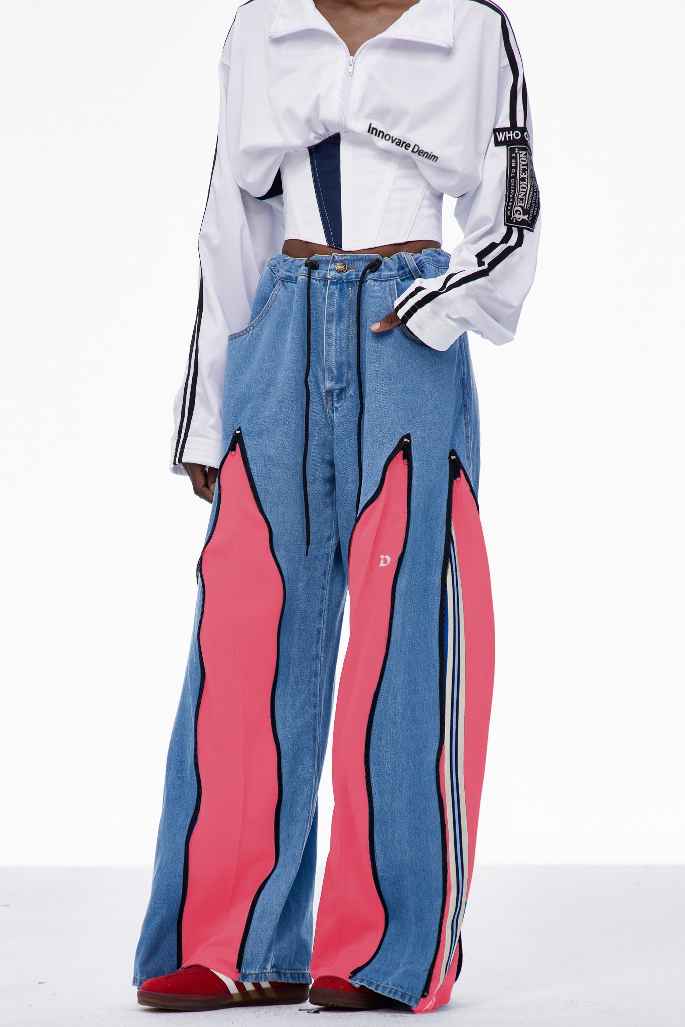 Edelmira Deconstruct Wide Leg Jeans In Pink