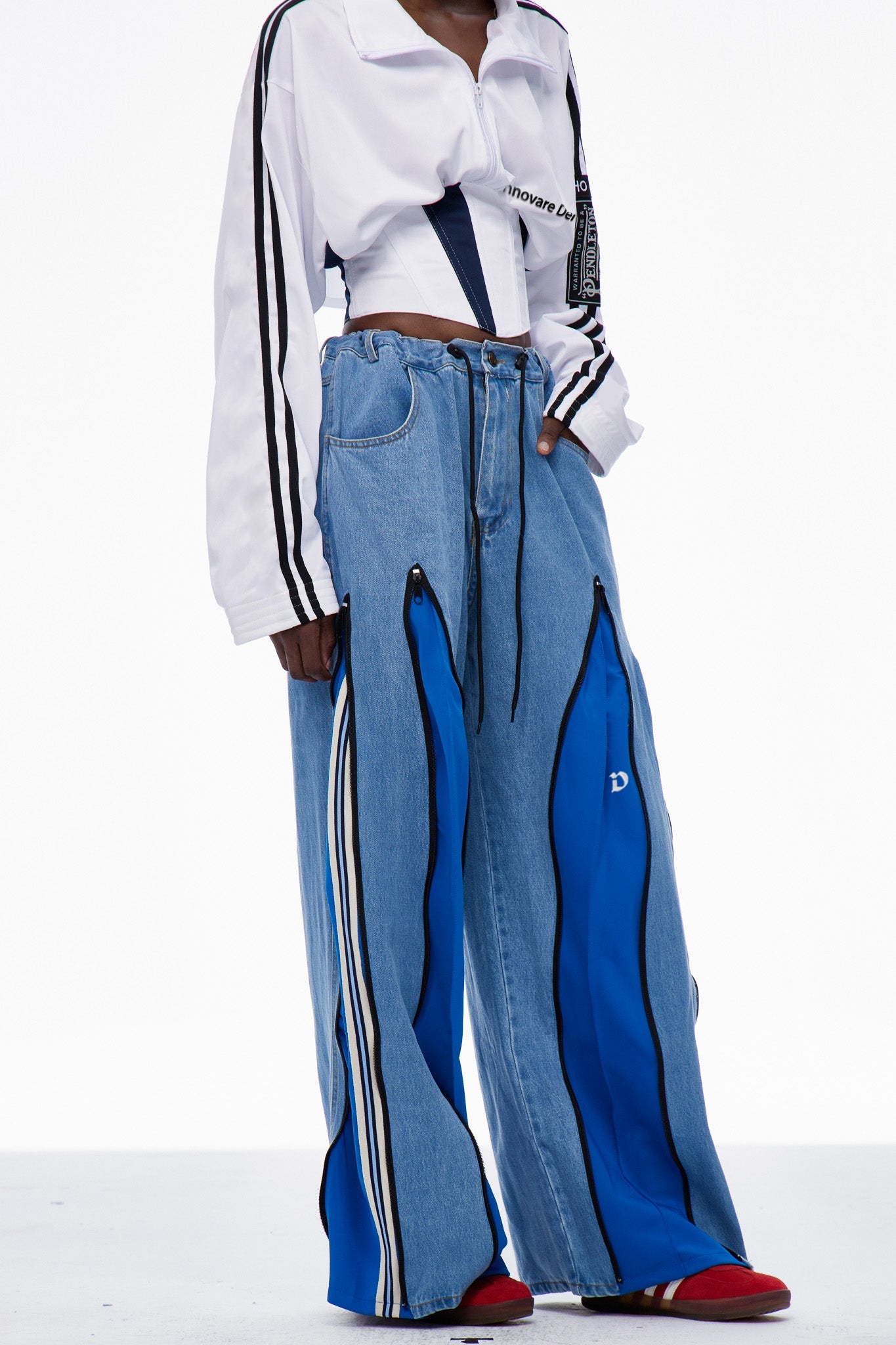 Edelmira Deconstruct Wide Leg Jeans In Blue