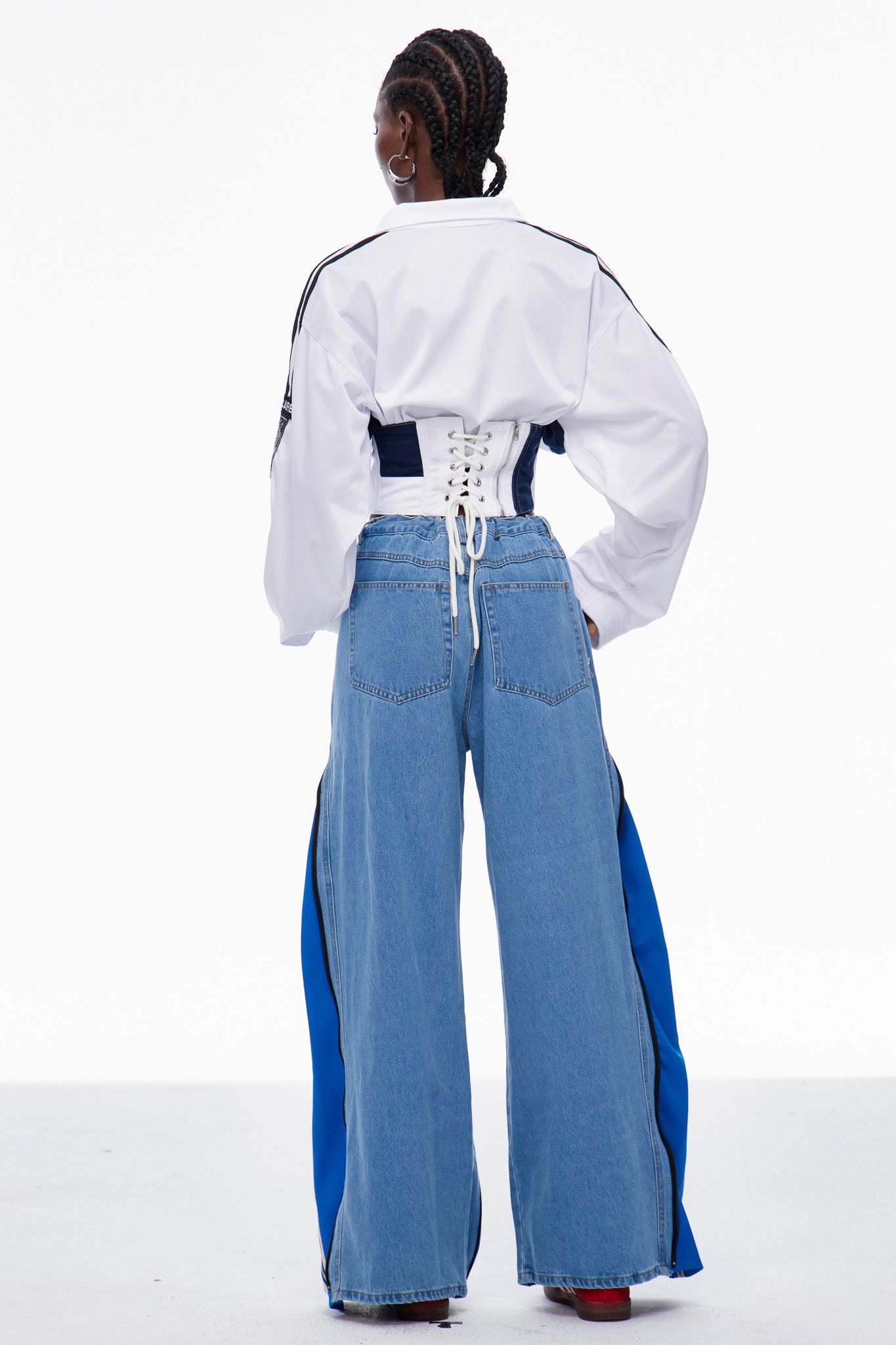 Edelmira Deconstruct Wide Leg Jeans In Blue