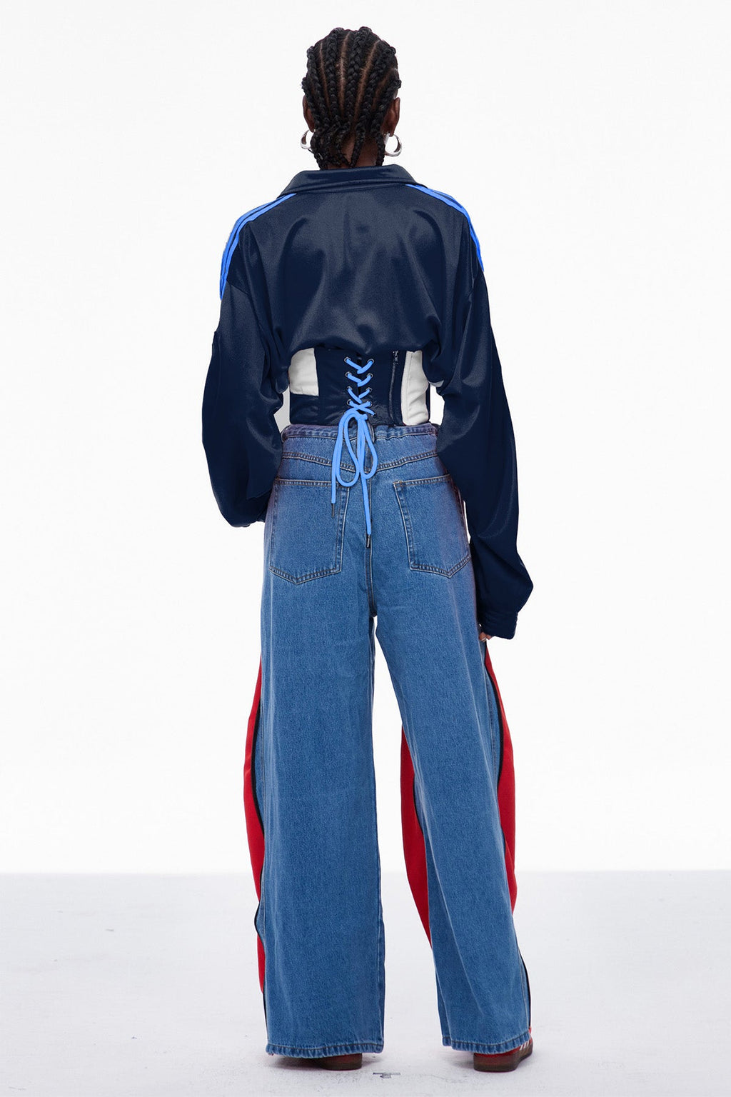 Edelmira Deconstruct Wide Leg Jeans In Red