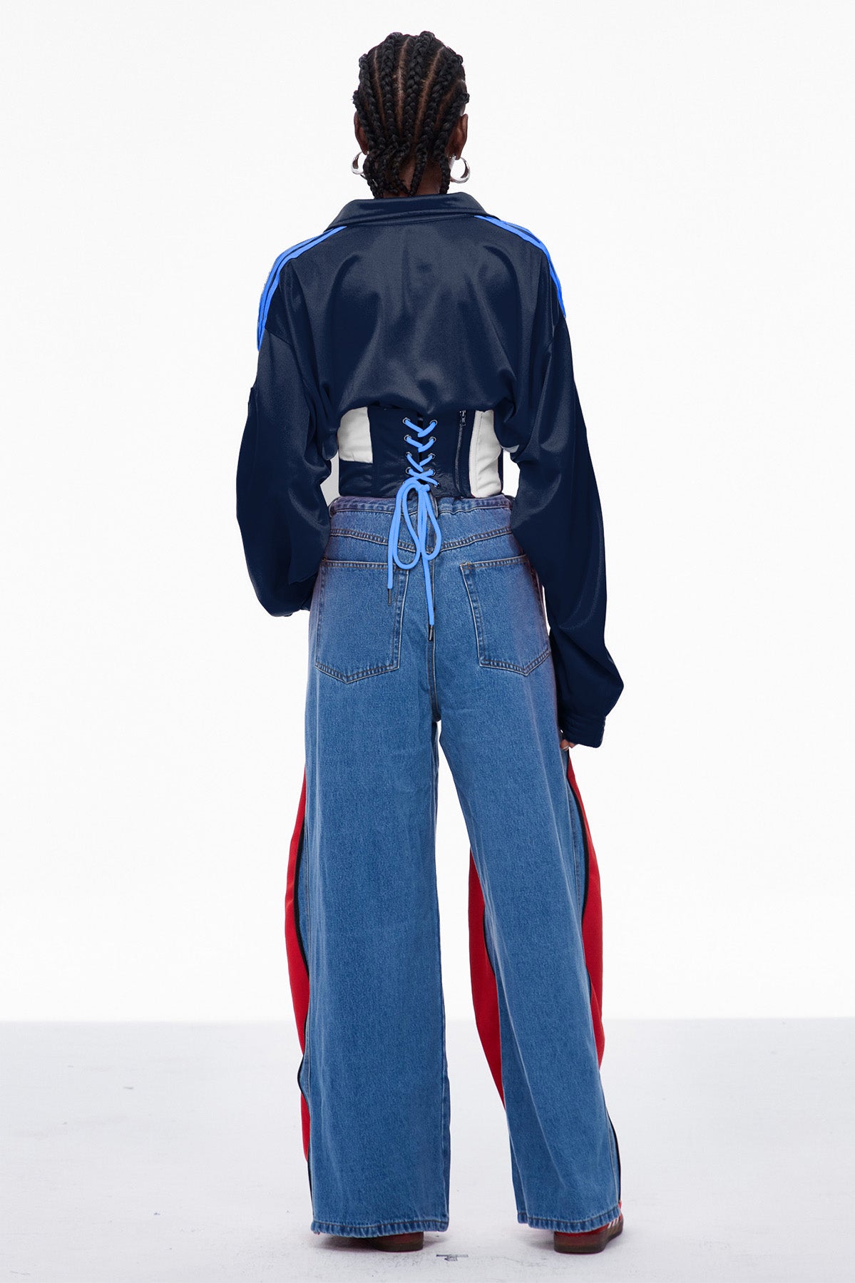 Edelmira Deconstruct Wide Leg Jeans In Red