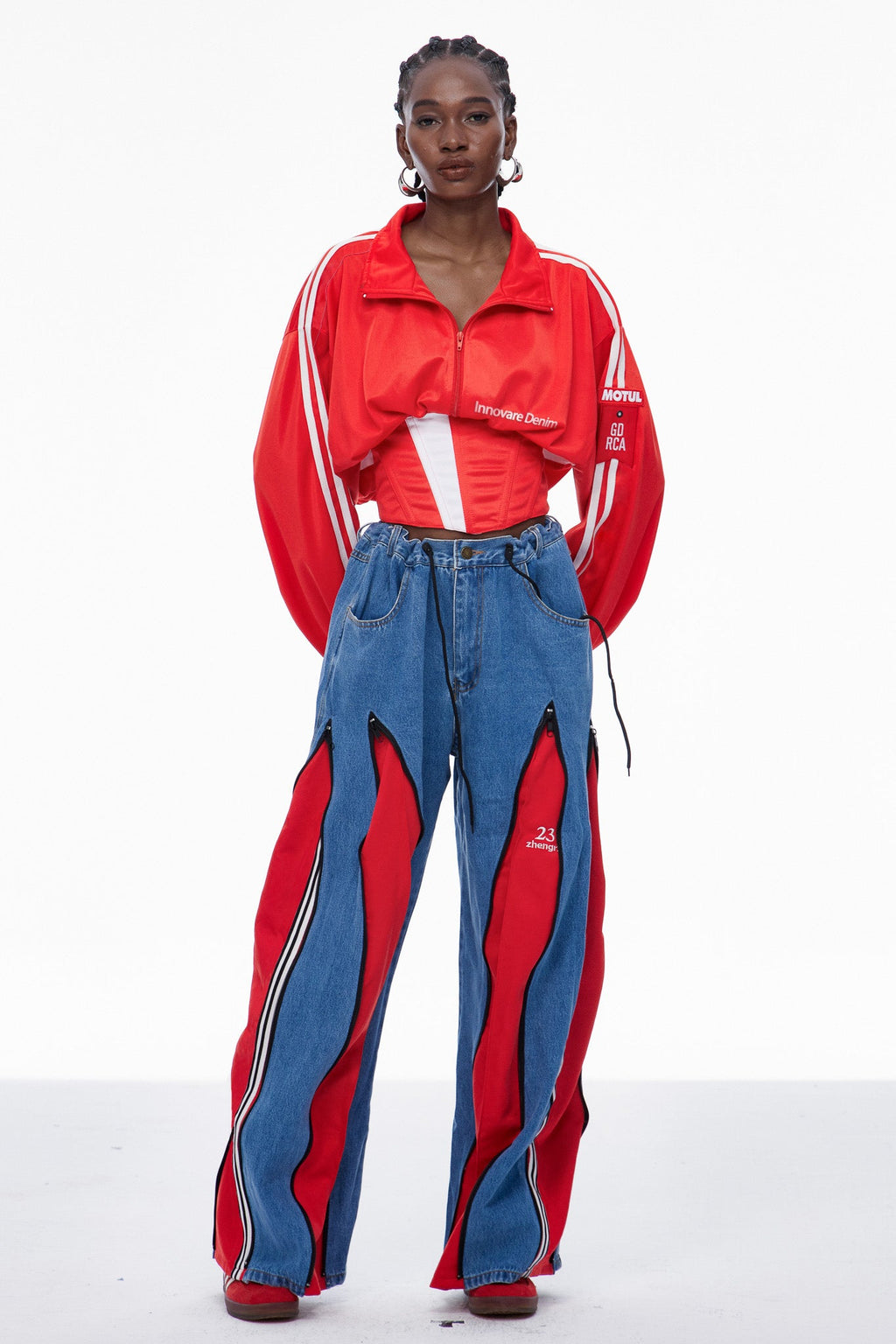 Edelgard Lace Up Corset Top In Red