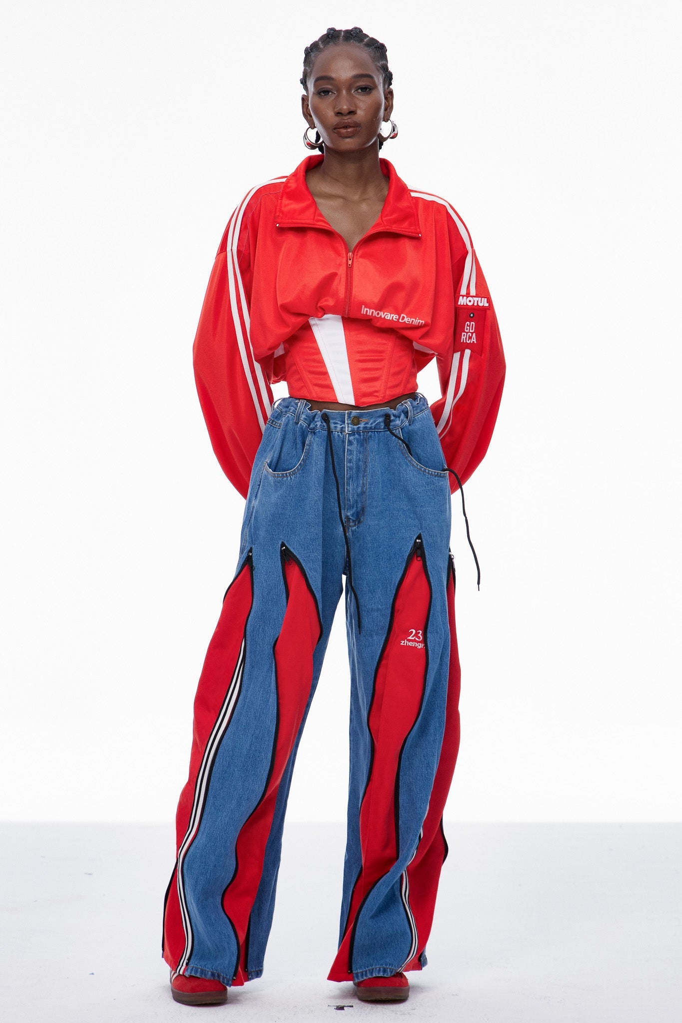 Edelgard Lace Up Corset Top In Red