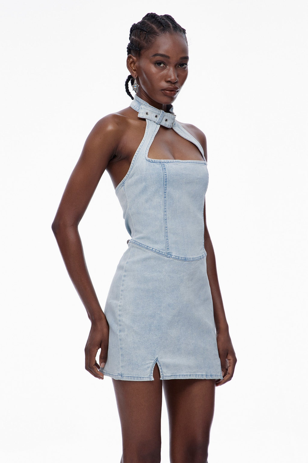 Caratauc Cutout Denim Mini Dress
