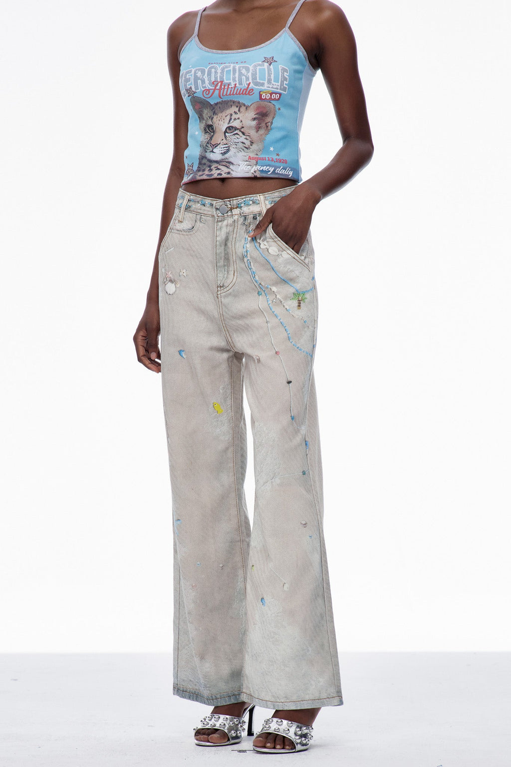 Carbrey Print Bleached Jeans