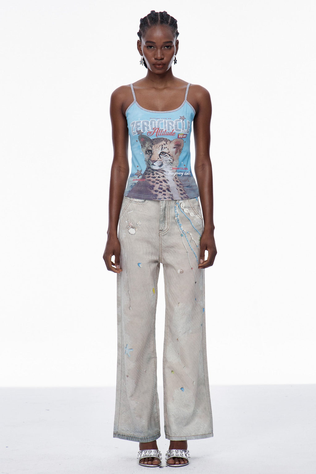 Carbrey Print Bleached Jeans